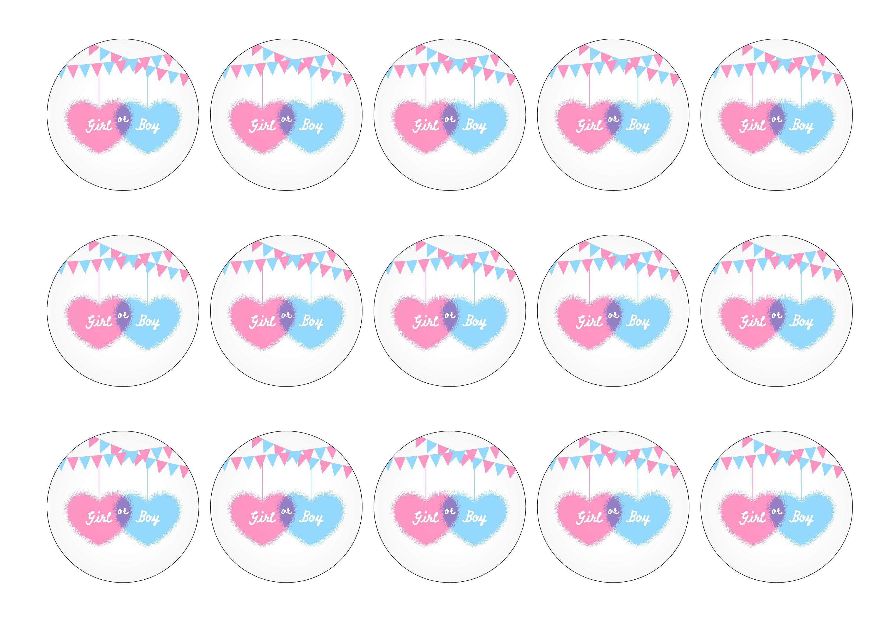 Printed cupcake toppers for girl /boy baby shower