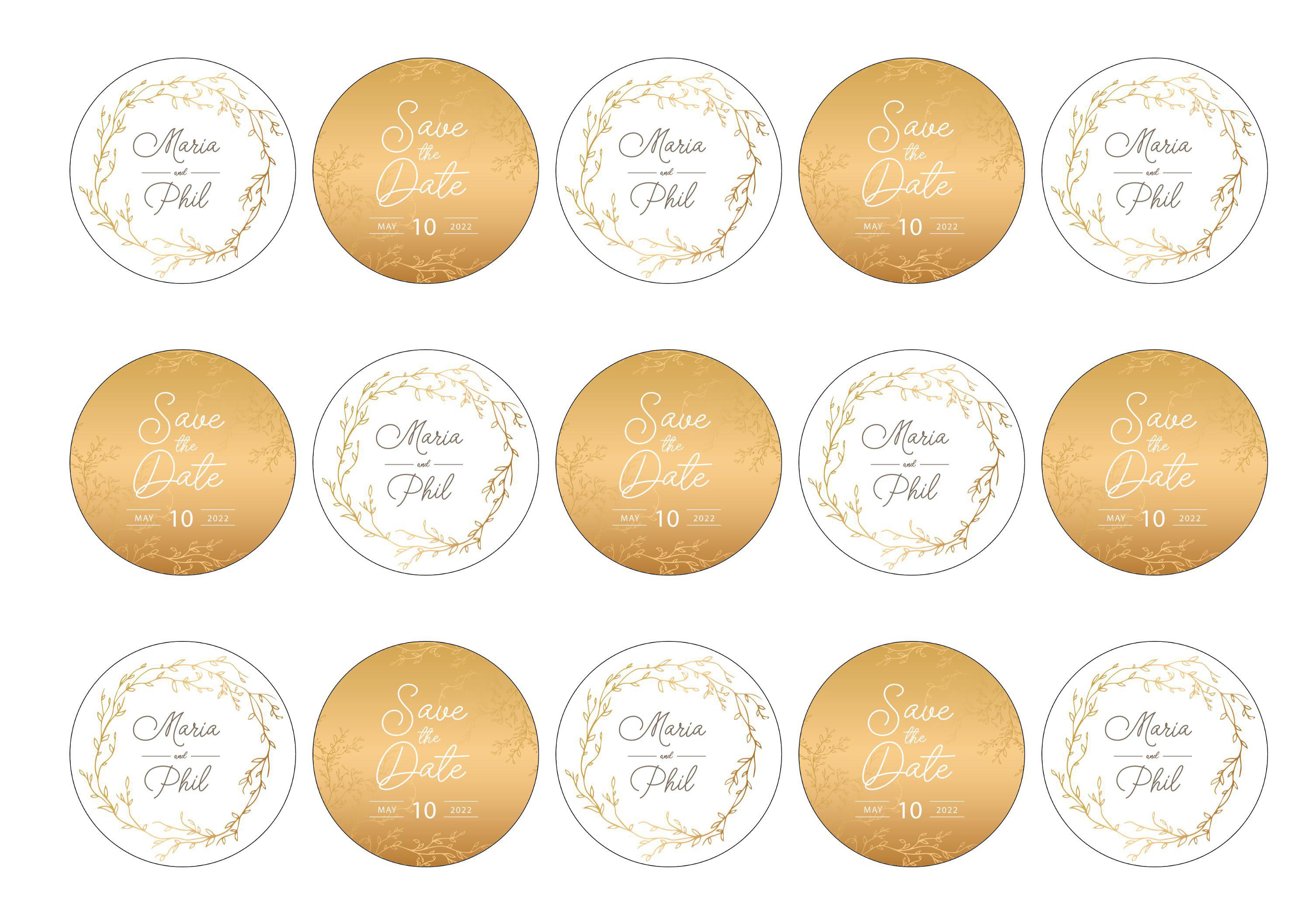 Save The Date wedding cupcake toppers personalised