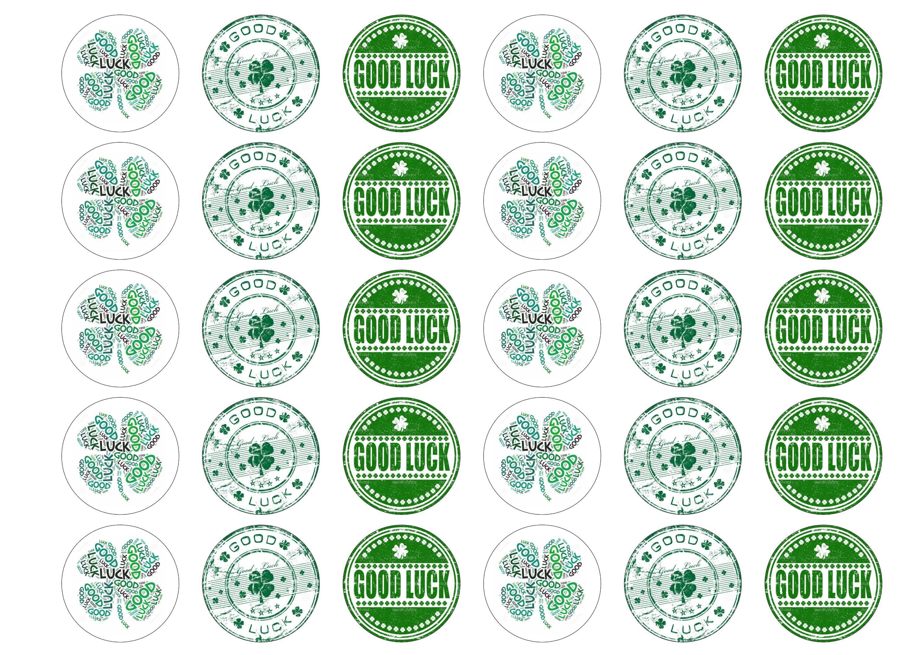 Printed edible cupcake toppers - Good luck