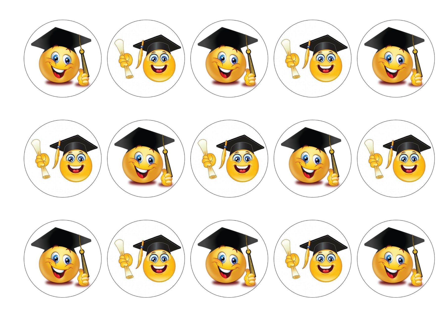 Edible cake toppers Graduation Emoji Edibilis