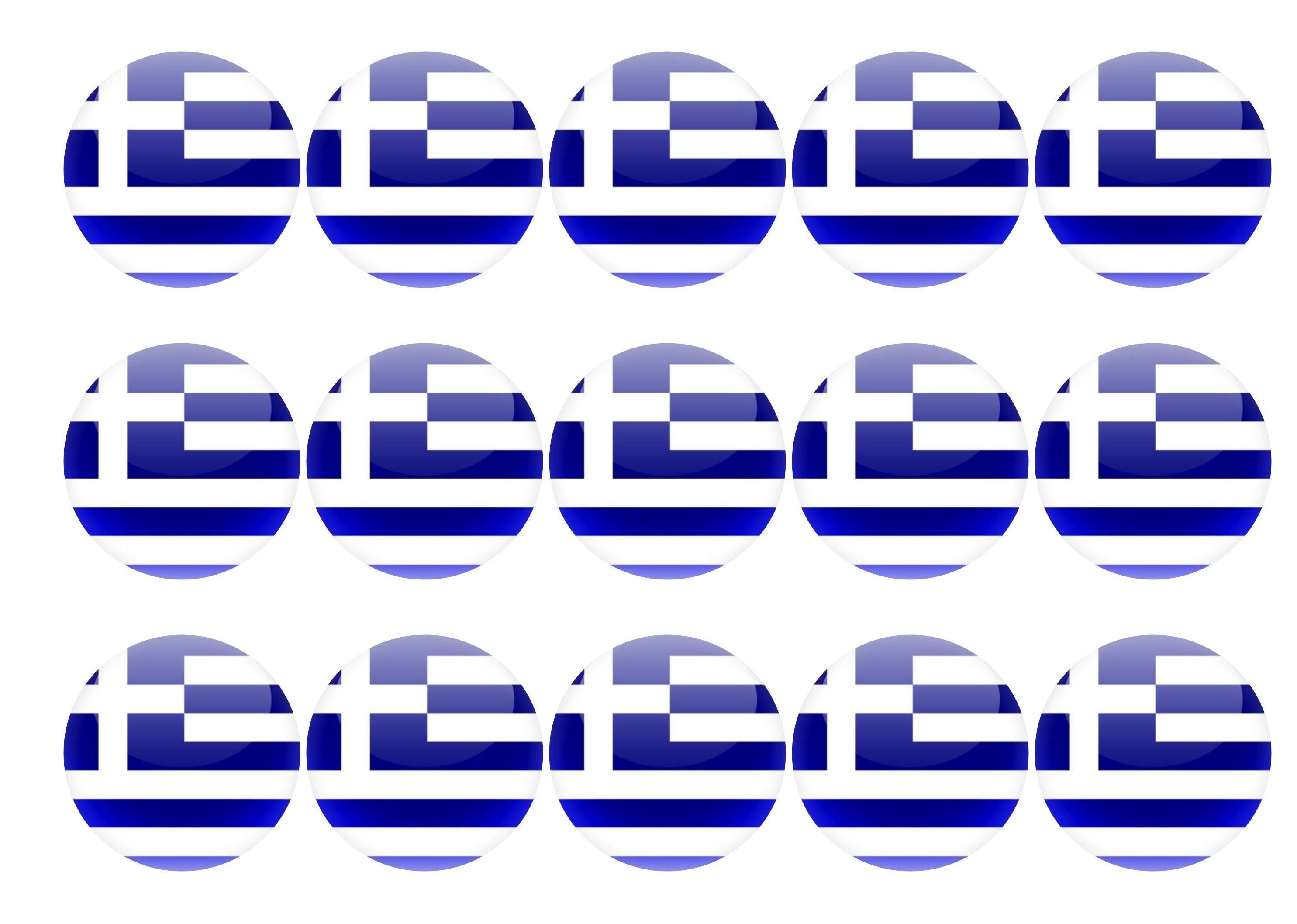 15 printed cupcake topper with the Greek Flag