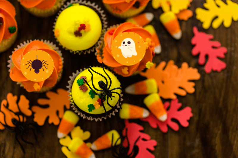 Halloween icons - orange - a set of cute halloween cupcake decorations