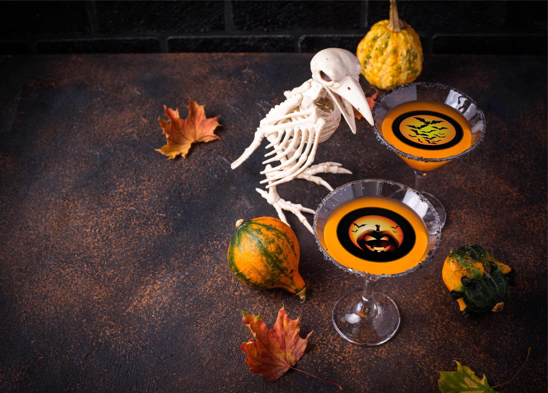 Spooky Scenes edible toppers used as Cocktail Toppers for Halloween