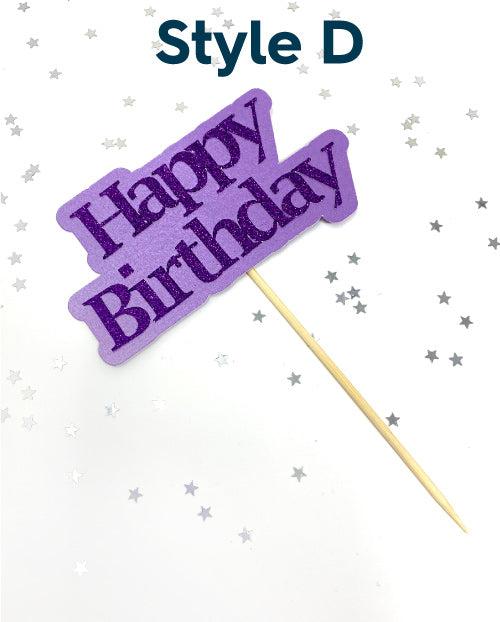 2 Layer birthday cake topper in purple serif font