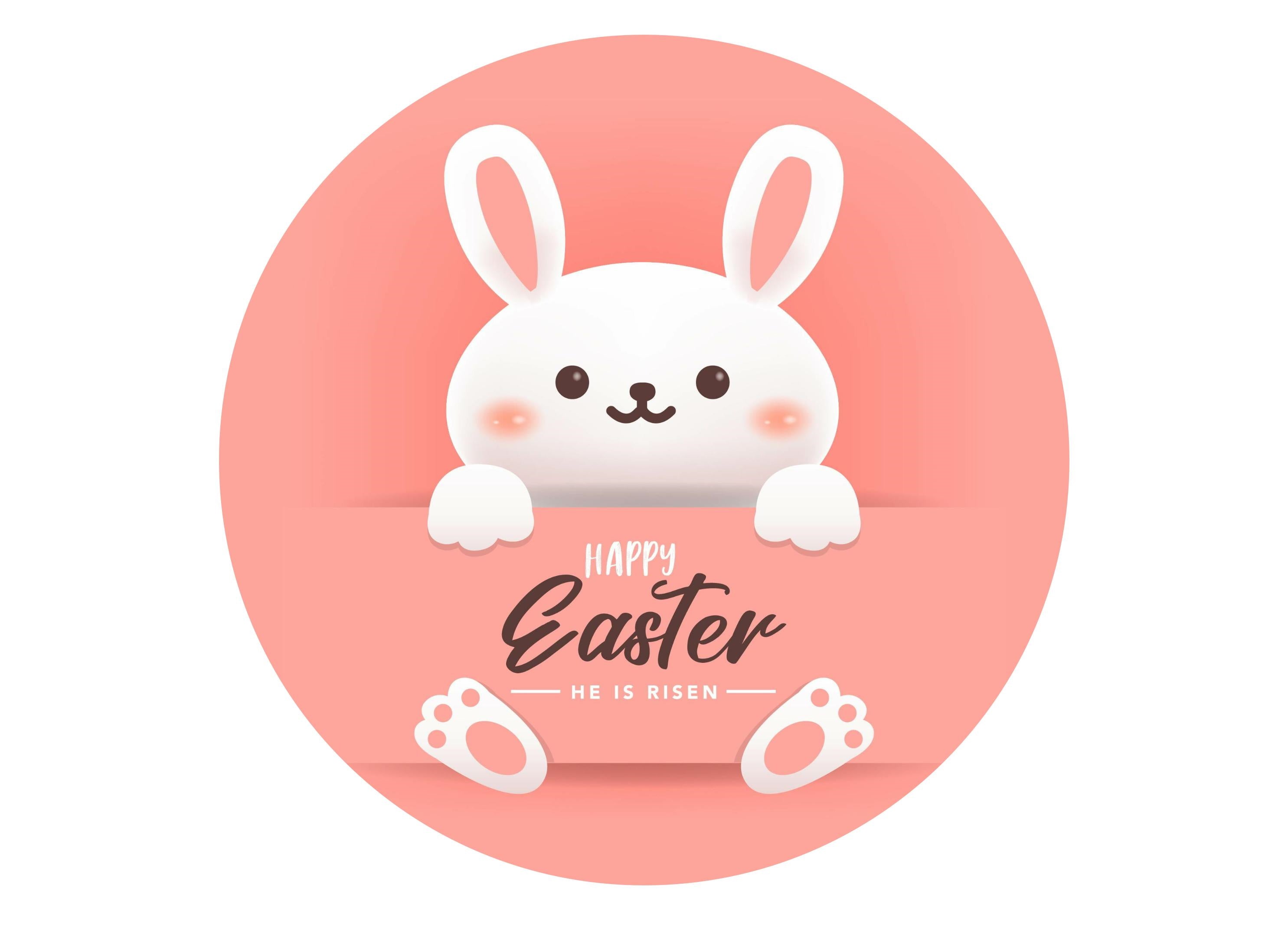Large round cake topper with a cute Easter Bunny and Easter Eggs