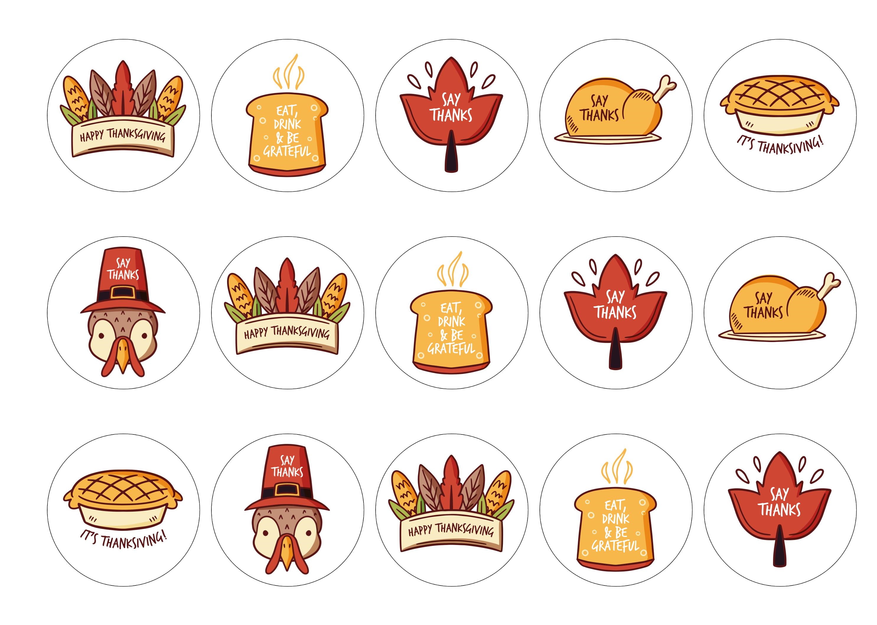 15 printed toppers to say thanks for Thanksgiving