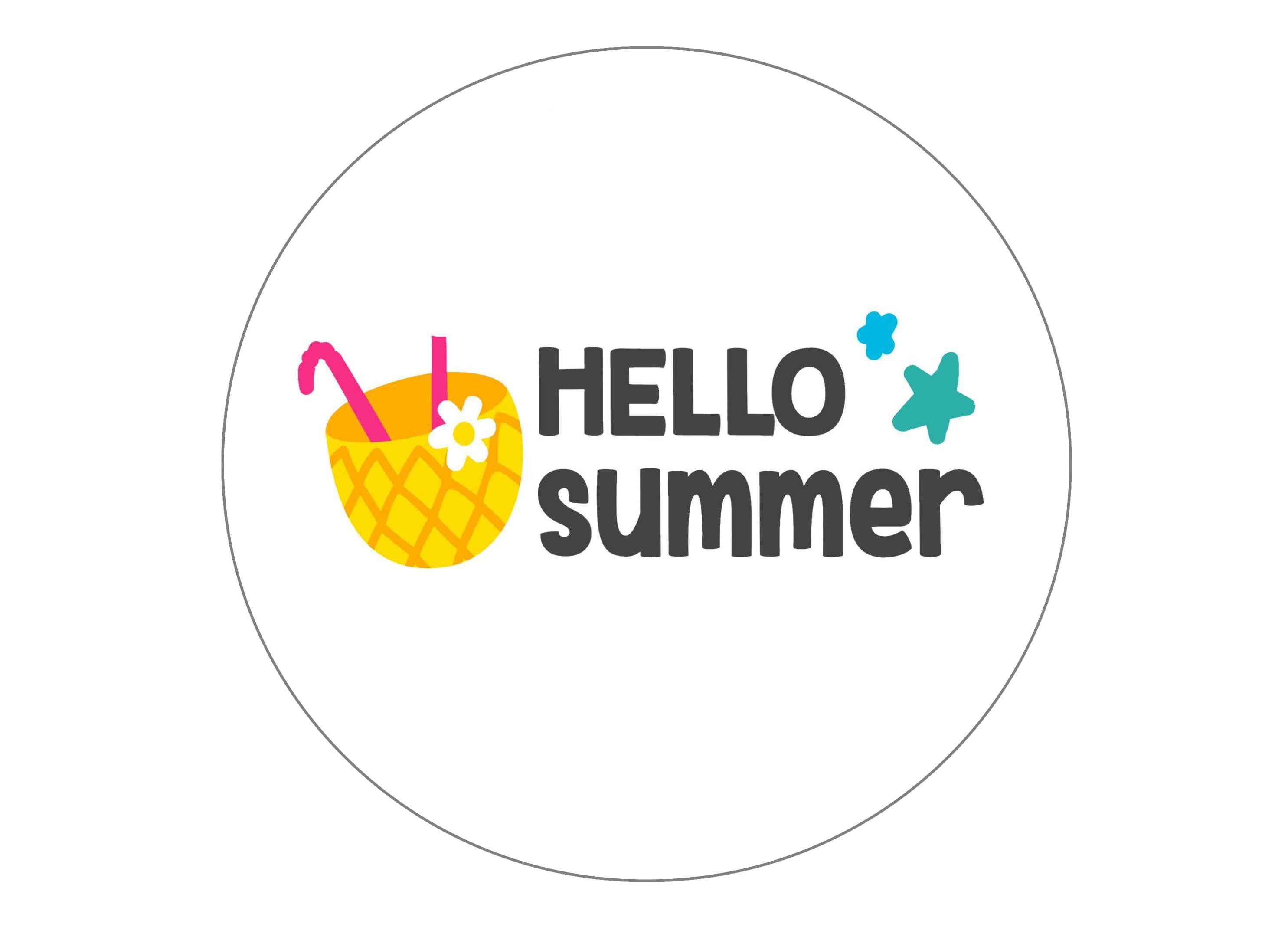 Hello Summer printed large cake topper
