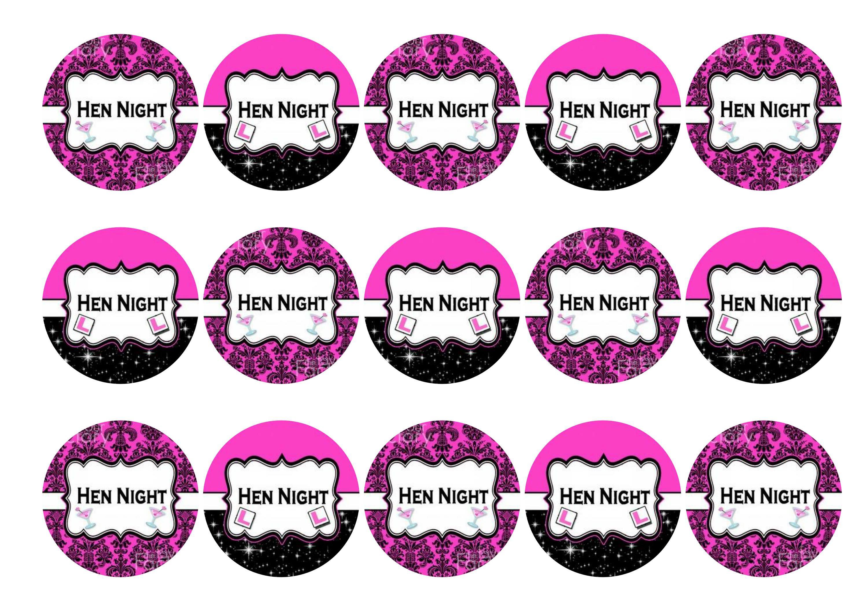 Printed cupcake toppers - hen night