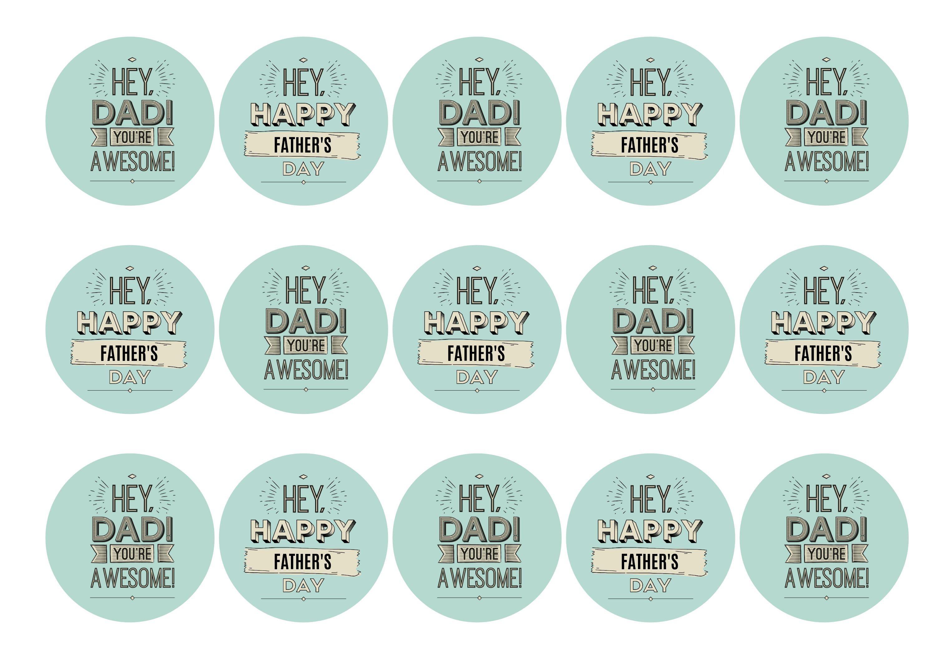 15 printed cupcake toppers with images for Father's Day