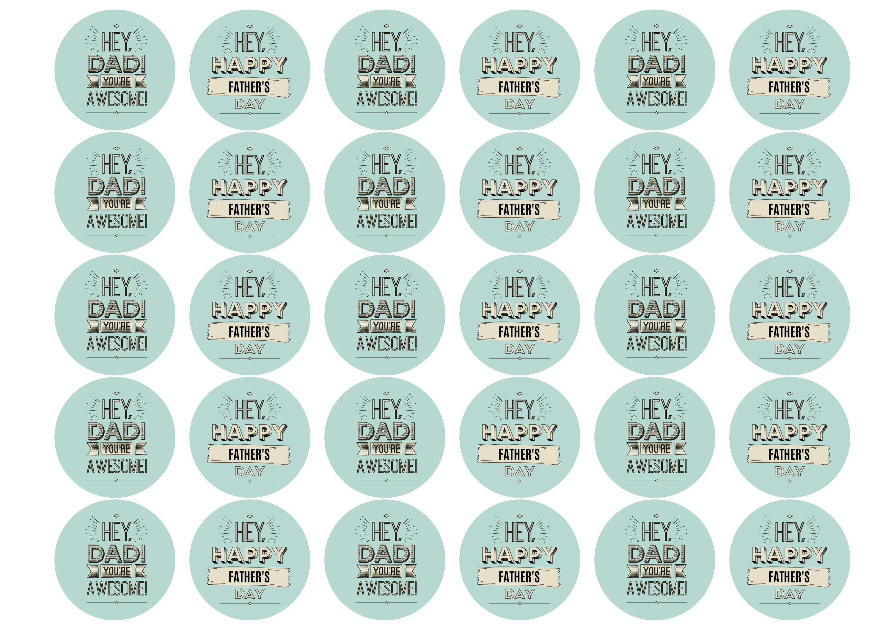 30 edible cupcake toppers with images for Father's Day