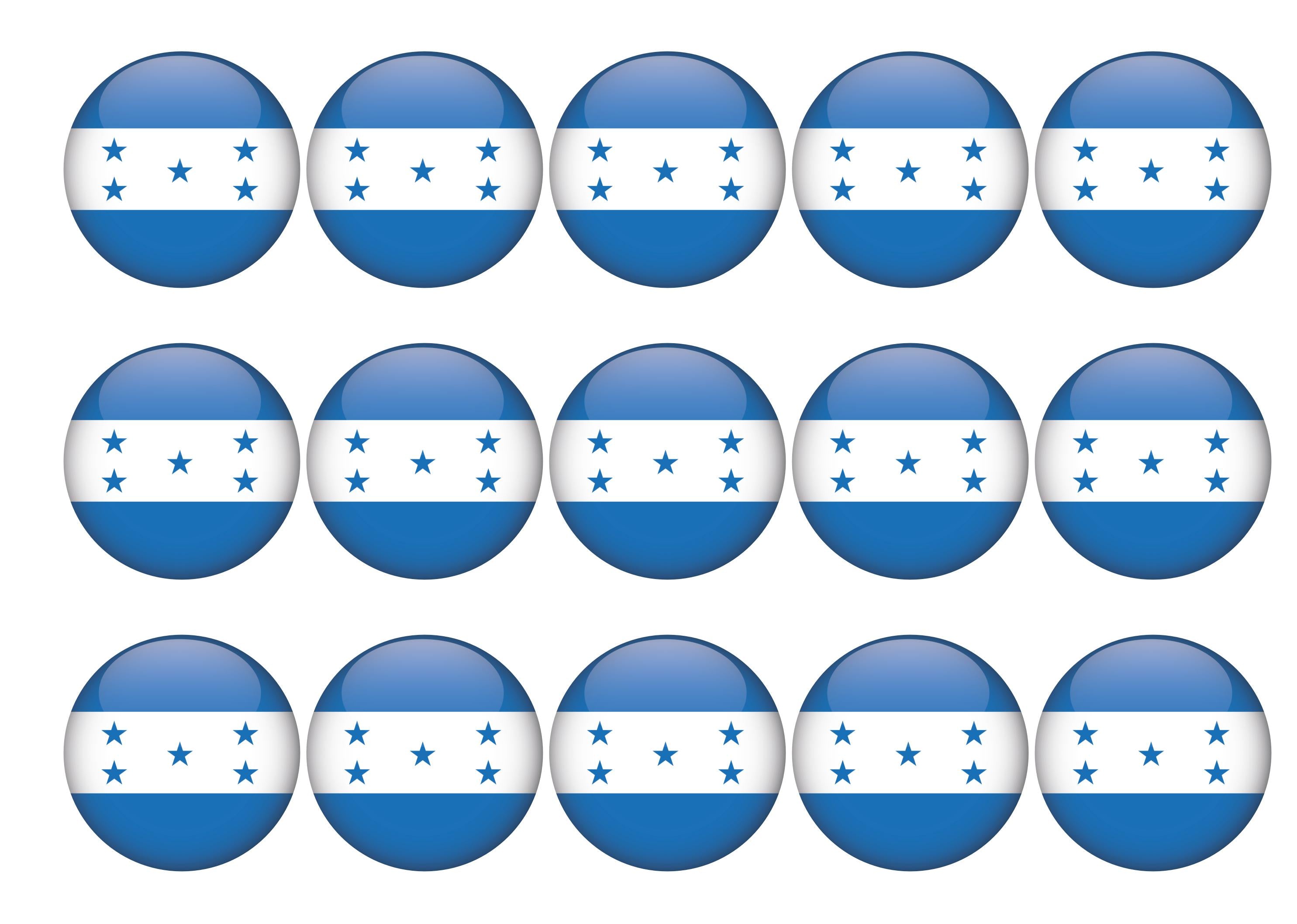 15 cupcake toppers with the flag of Honduras