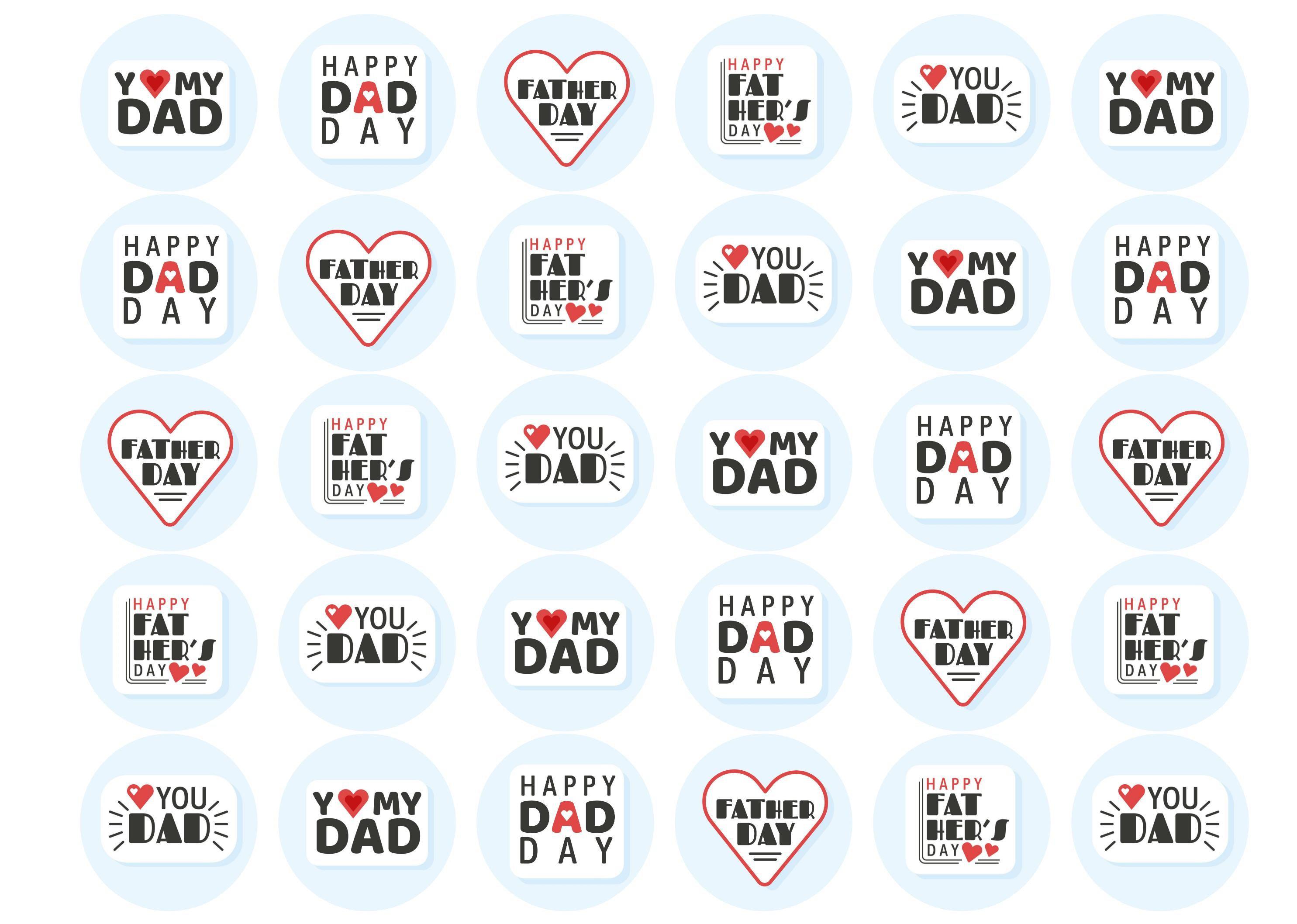 30 edible toppers with retro I heart dad designs