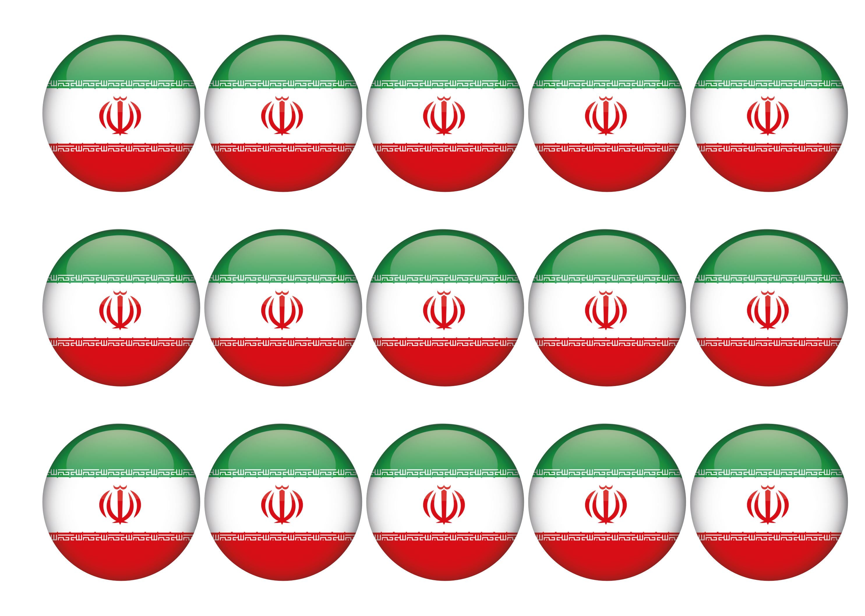 15 cupcake toppers with the Iran Flag