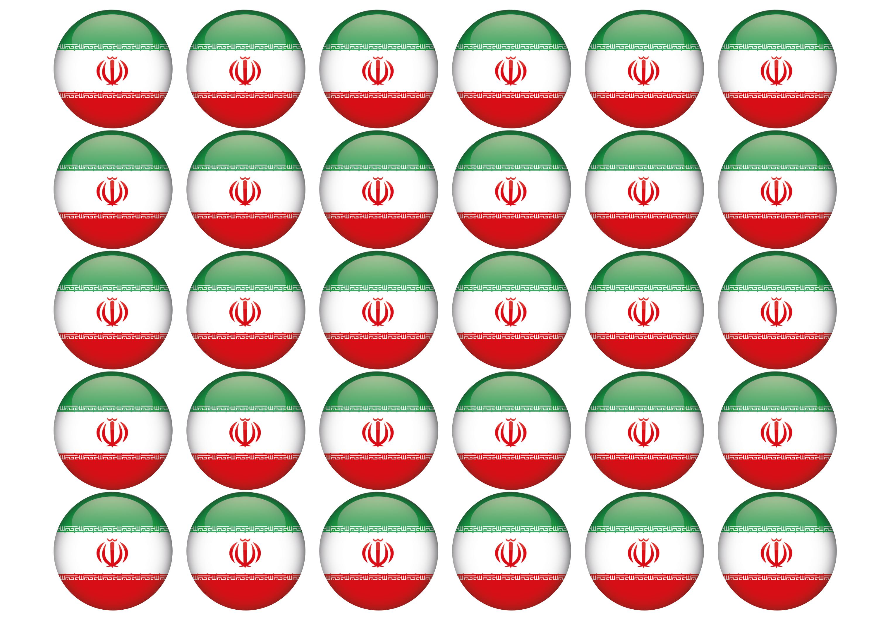 30 edible toppers with the flag of Iran