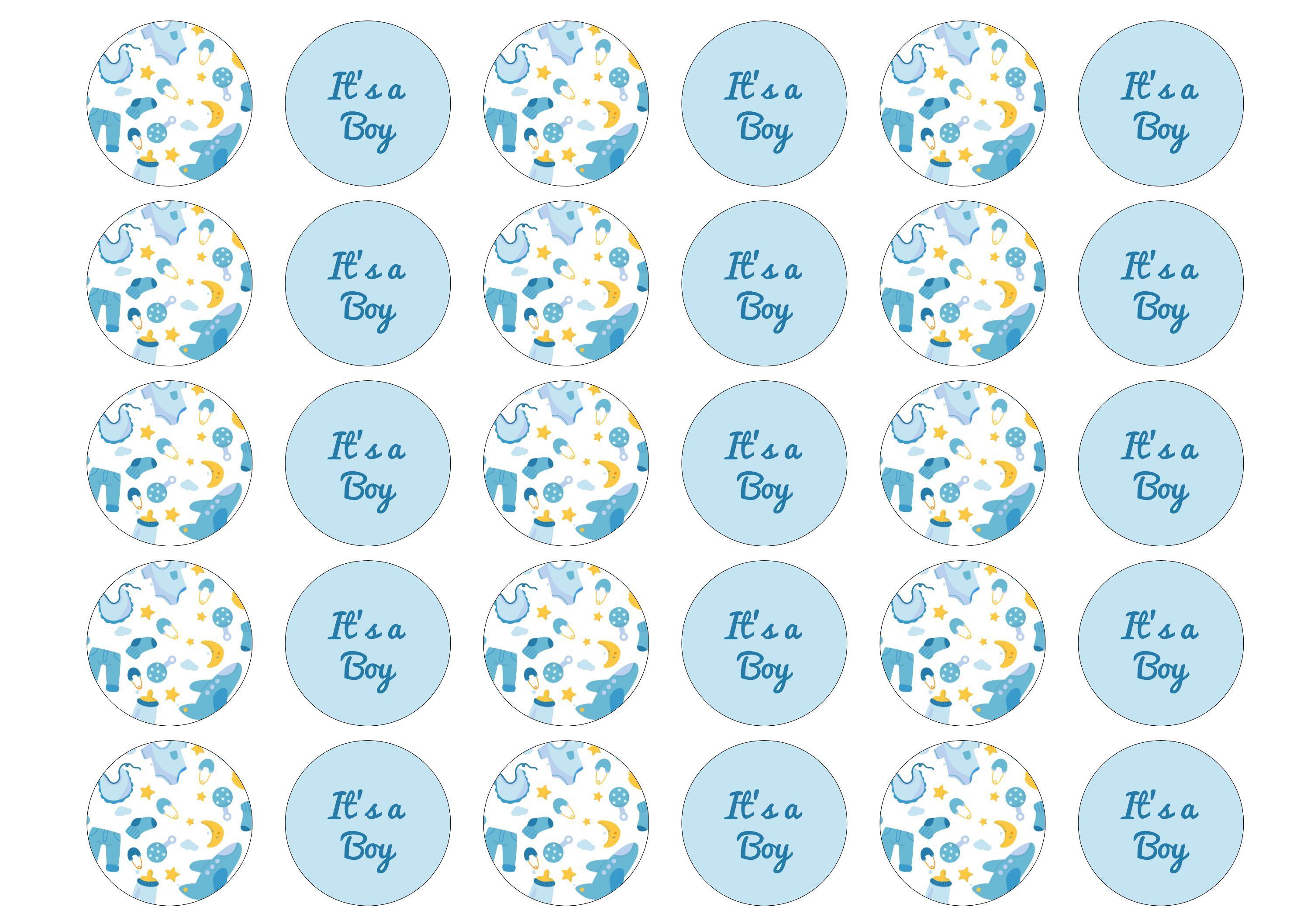 30 toppers with blue and yellow it's a boy images