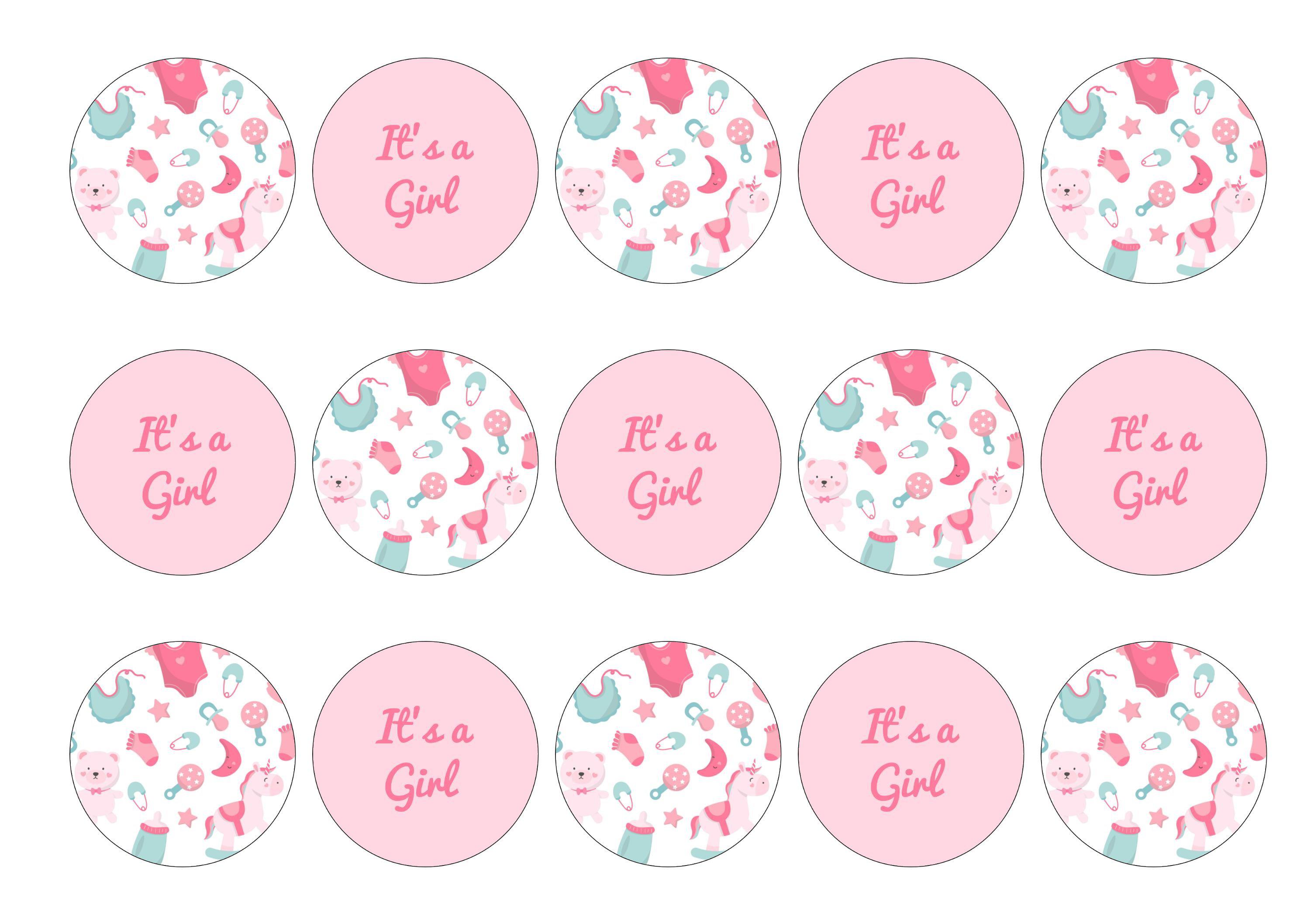 15 cake toppers with it's a girl baby designs