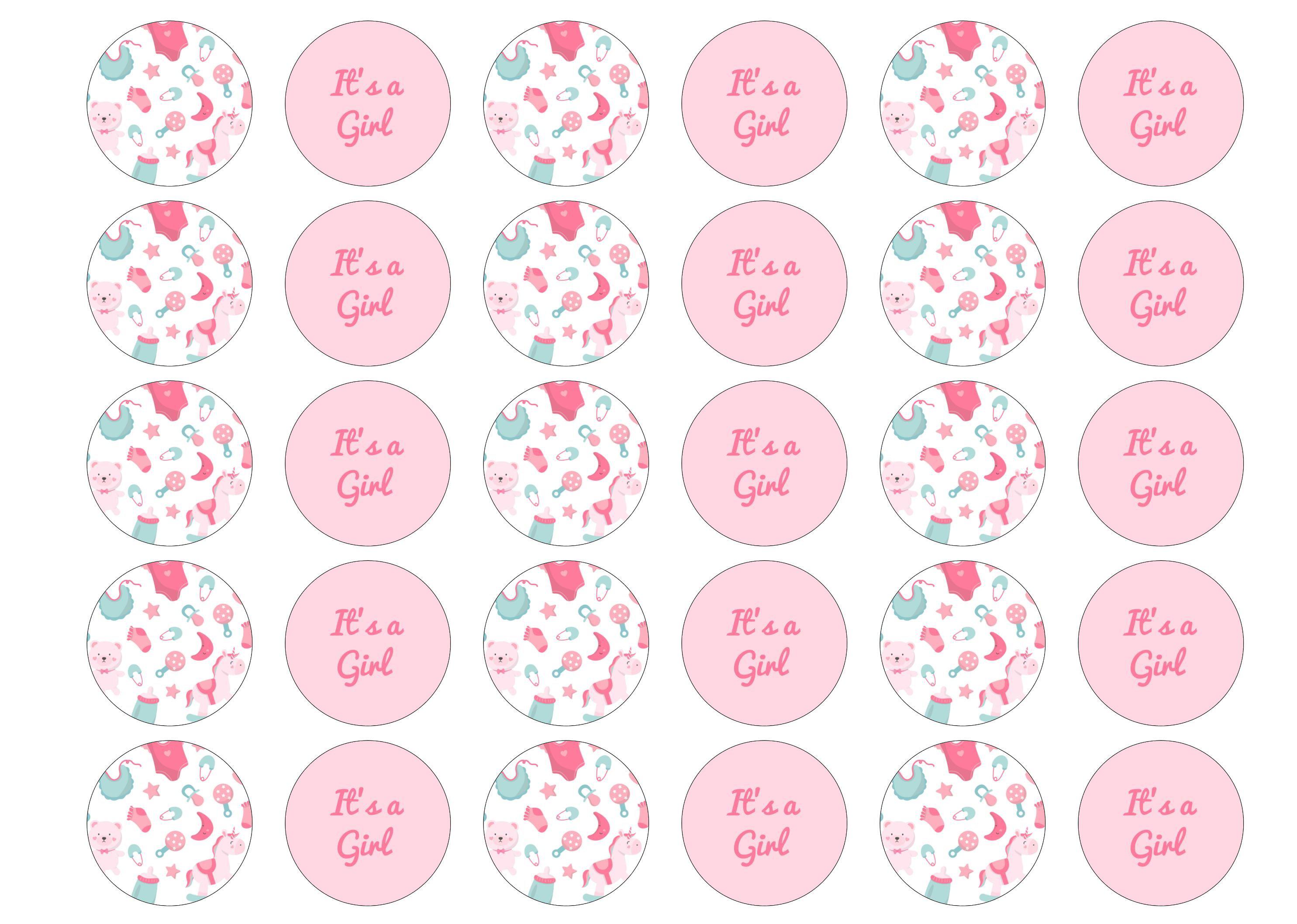 30 edible cake toppers printed with baby patterns 