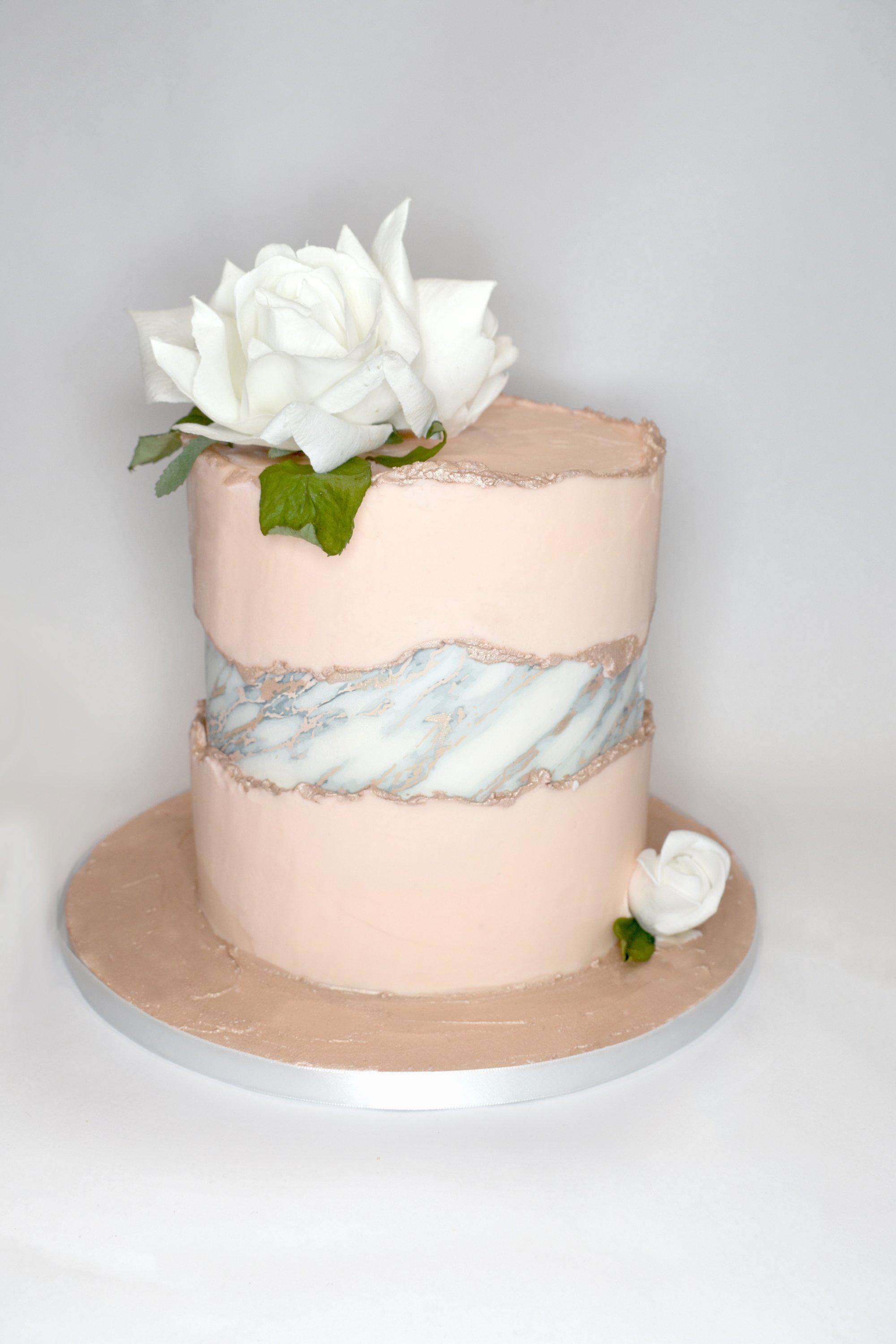 Edible White and rose gold marble A3 cake wrap