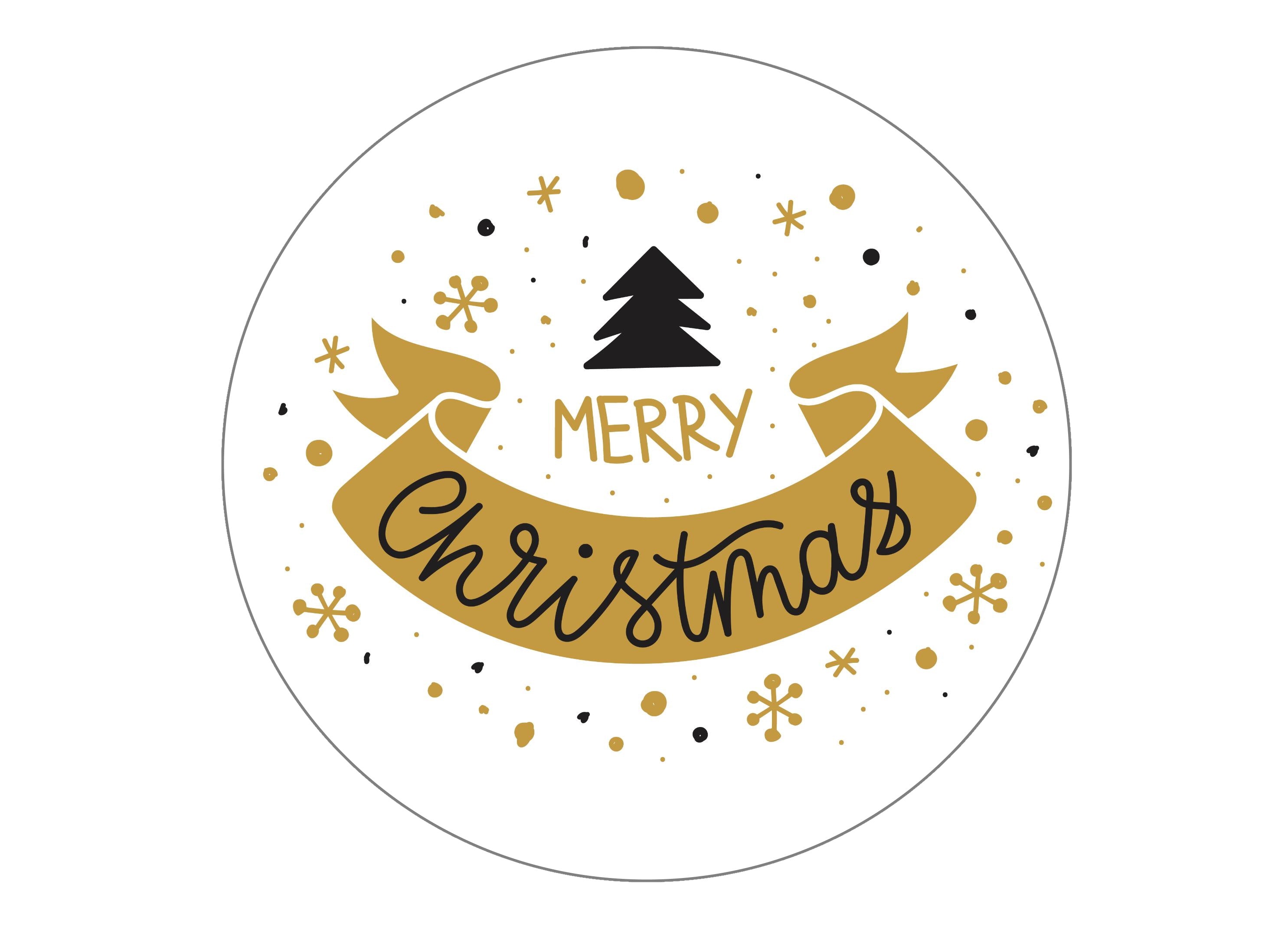 Large Merry Christmas cake topper in black and gold