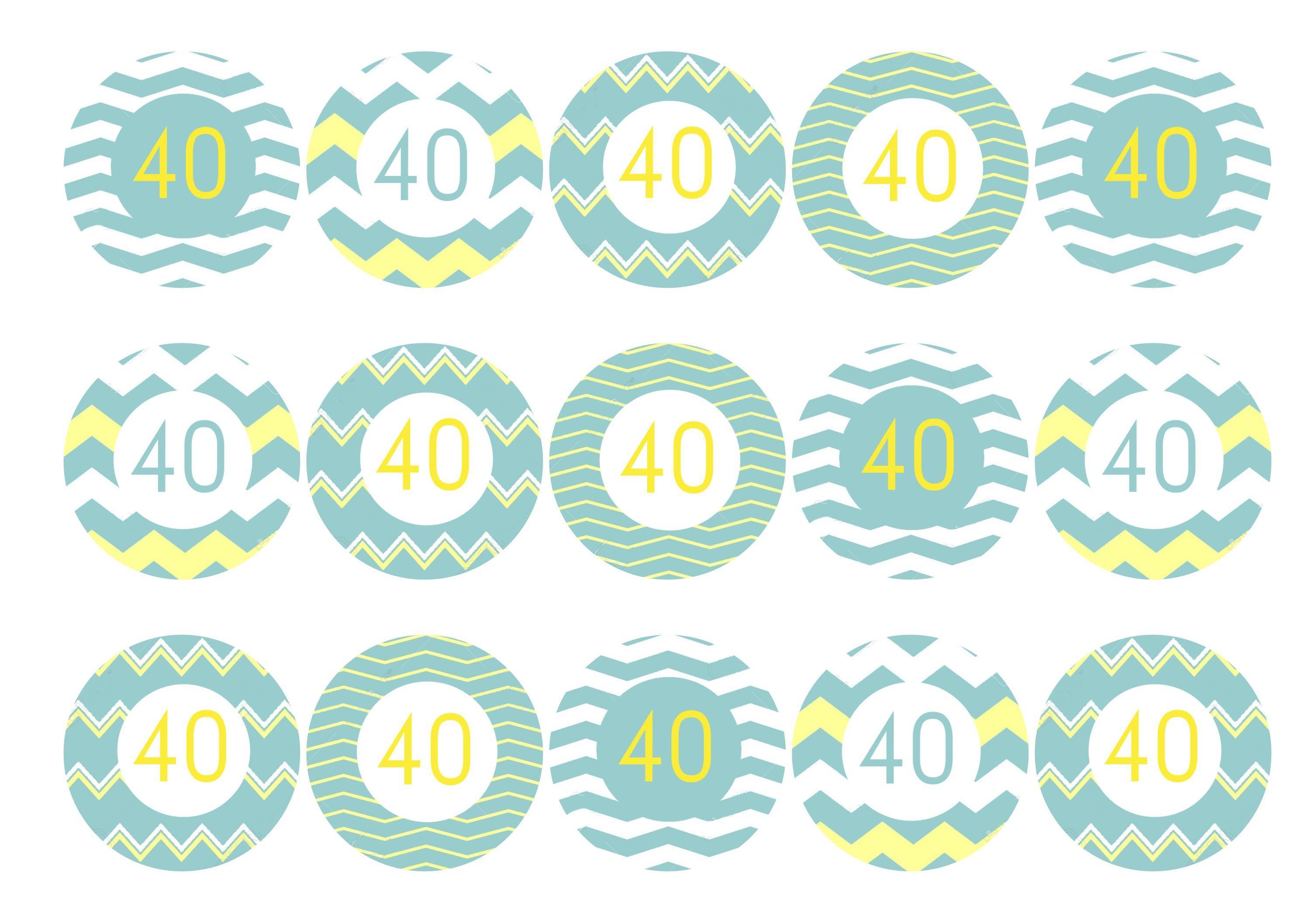 40th Birthday cake toppers - mint green and lemon