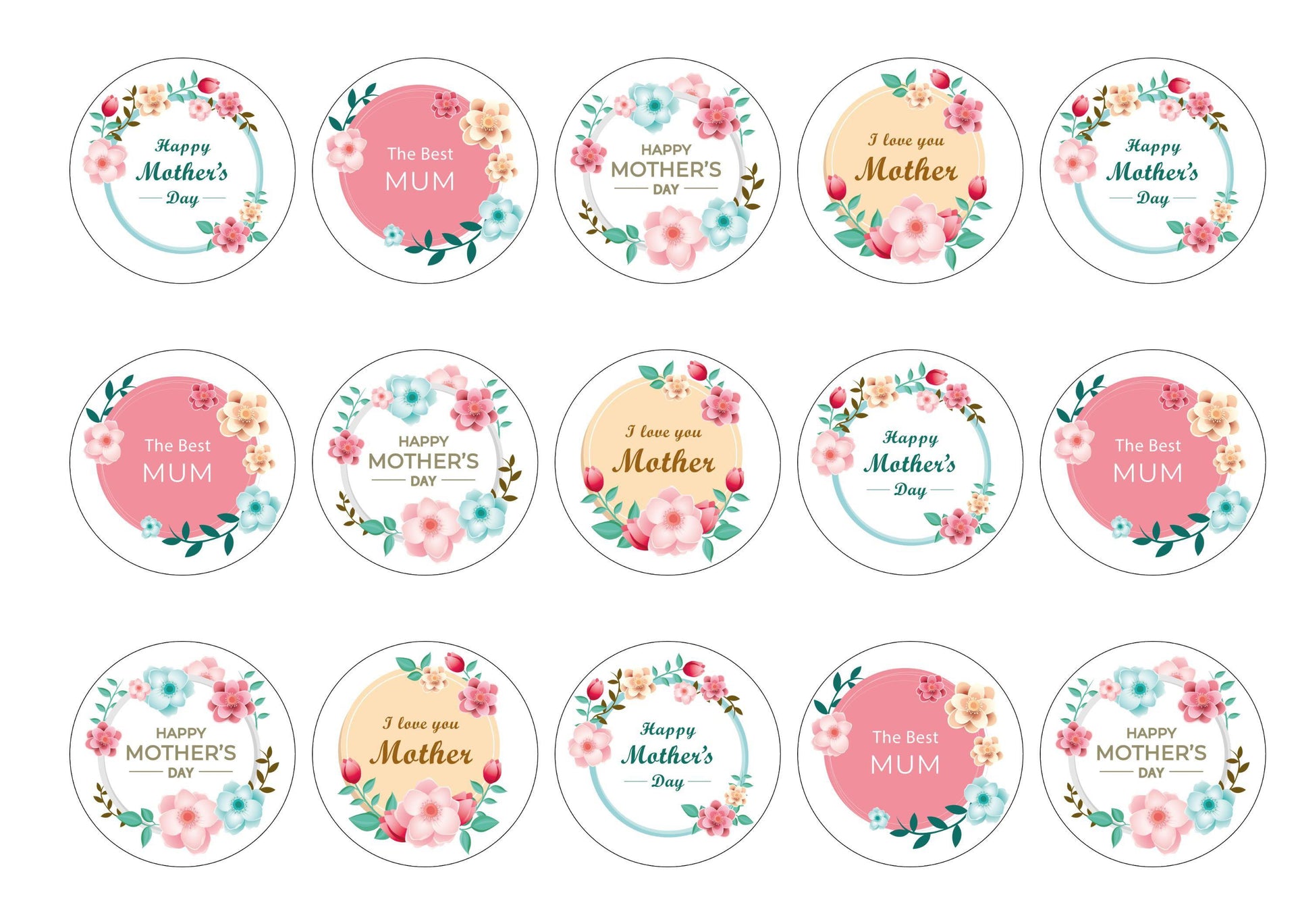 edible-cake-toppers-mother-s-day-pastel-flowers-edibilis for Free Printable Happy Mothers Day Cake Topper Printable Edible cake toppers | Mother's Day Pastel Flowers | Edibilis for Free Printable Happy Mothers Day Cake Topper Printable