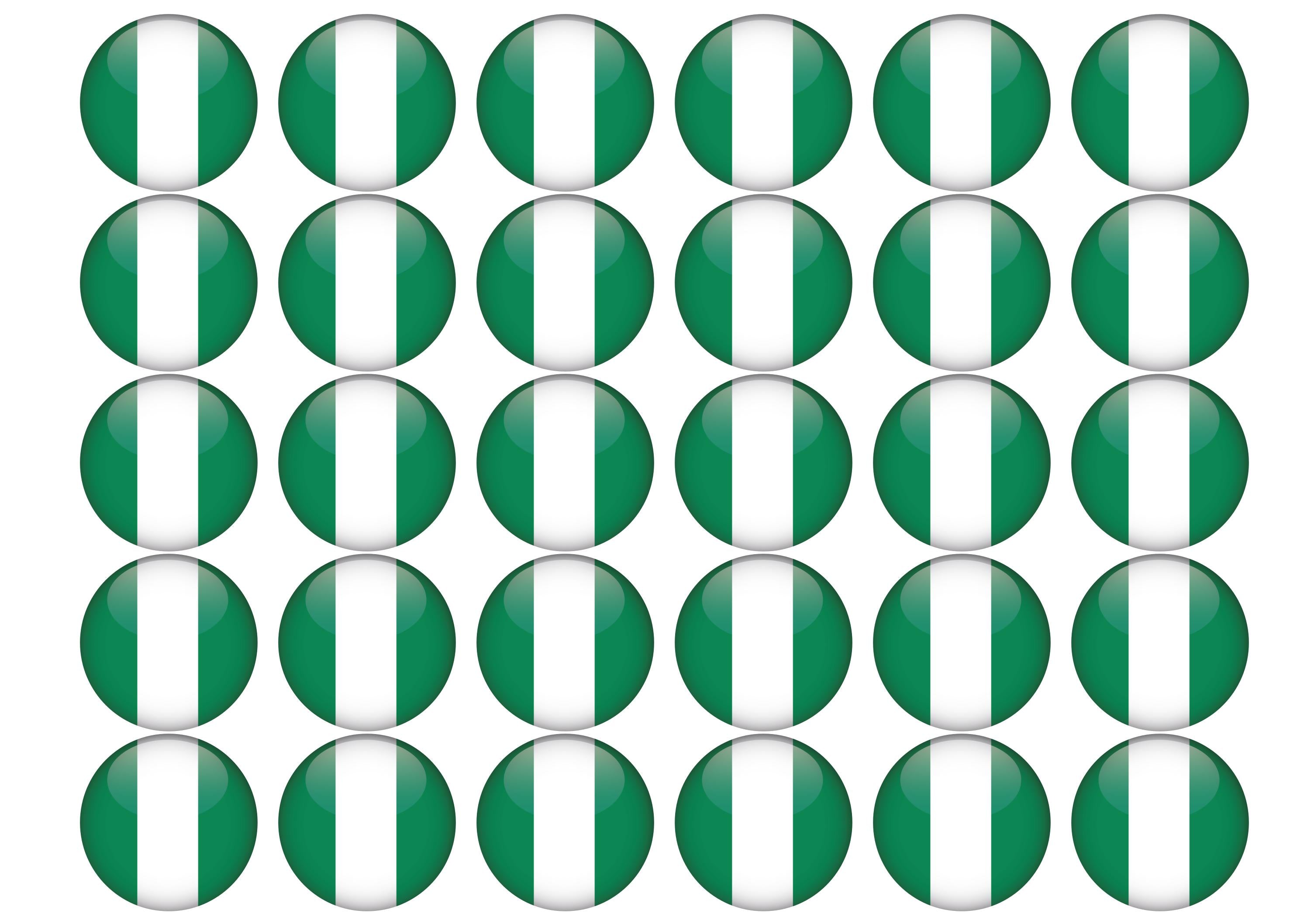 30 edible toppers with the flag of Nigeria