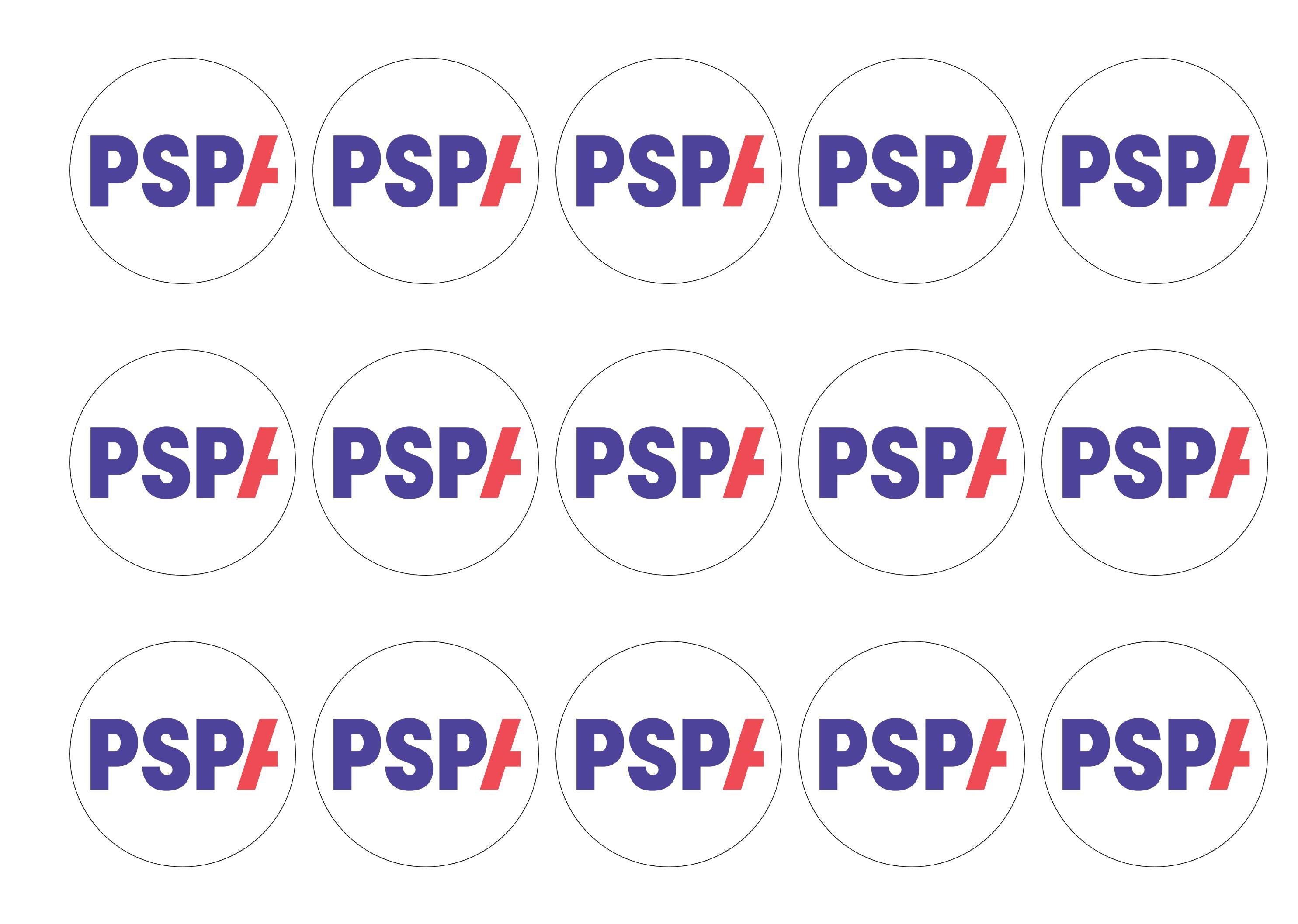 15 printed cupcake toppers with the PSPA charity logo