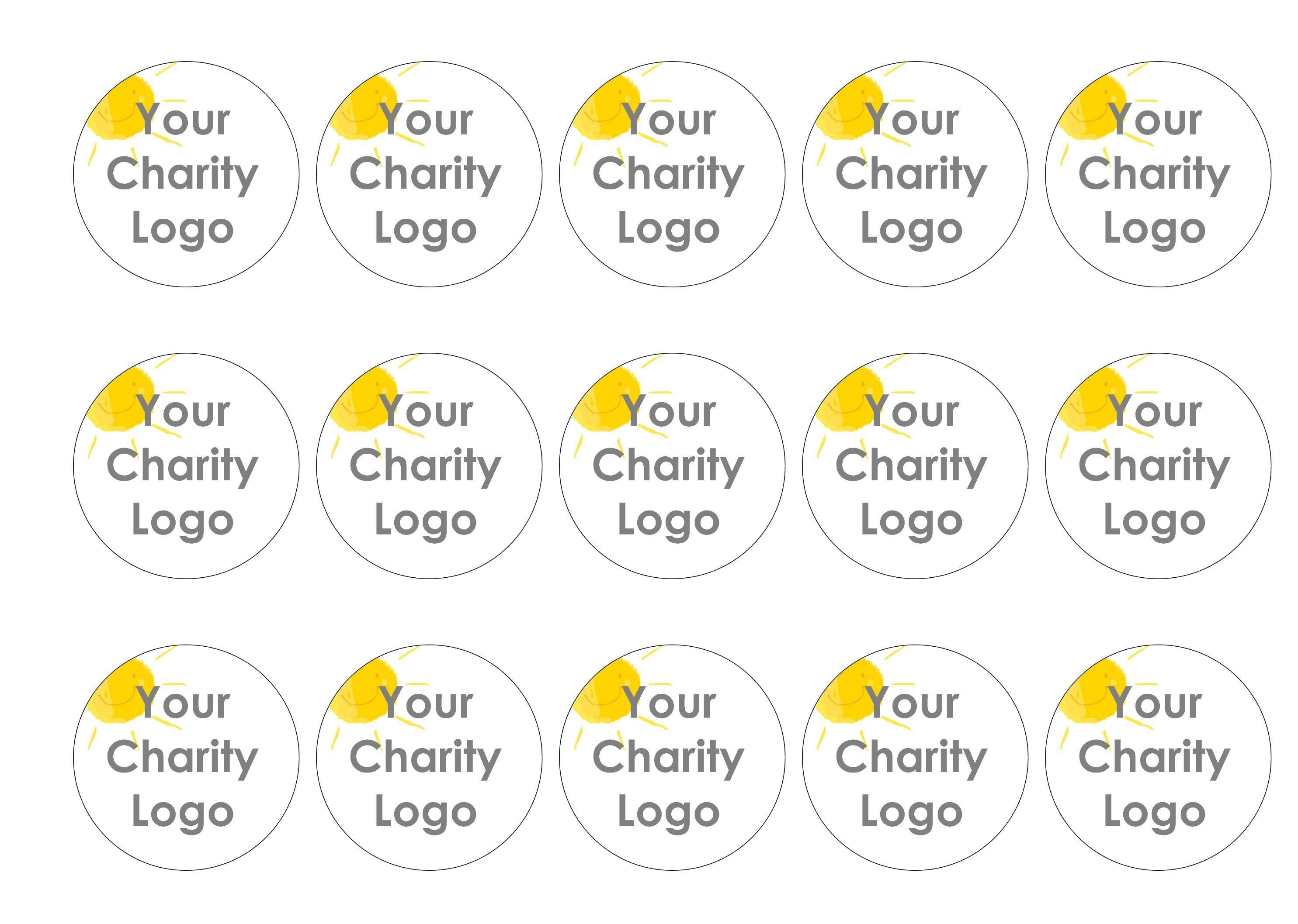 15 edible printed cake toppers with your charity logo