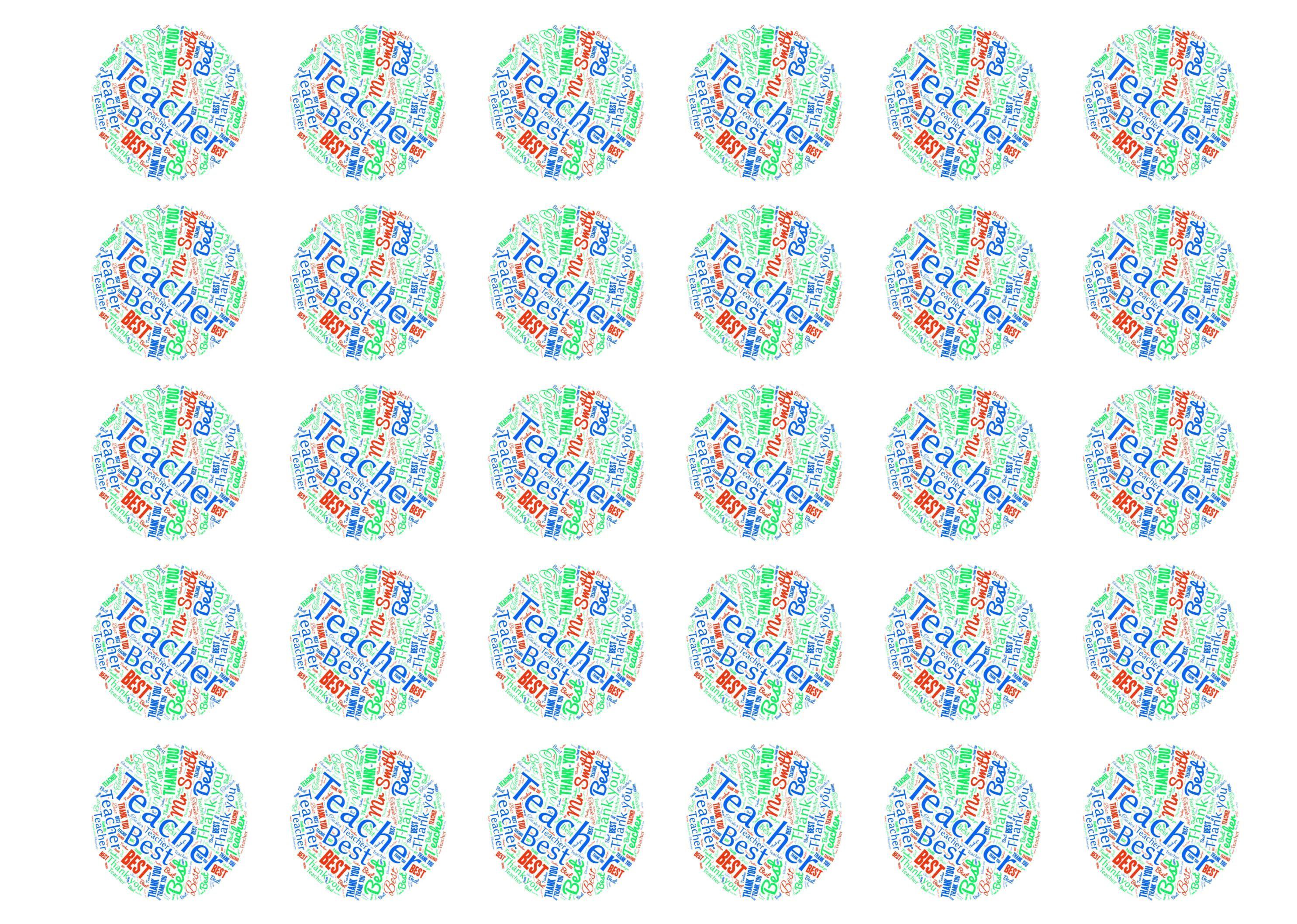 Printed edible cupcake toppers personalised for teacher