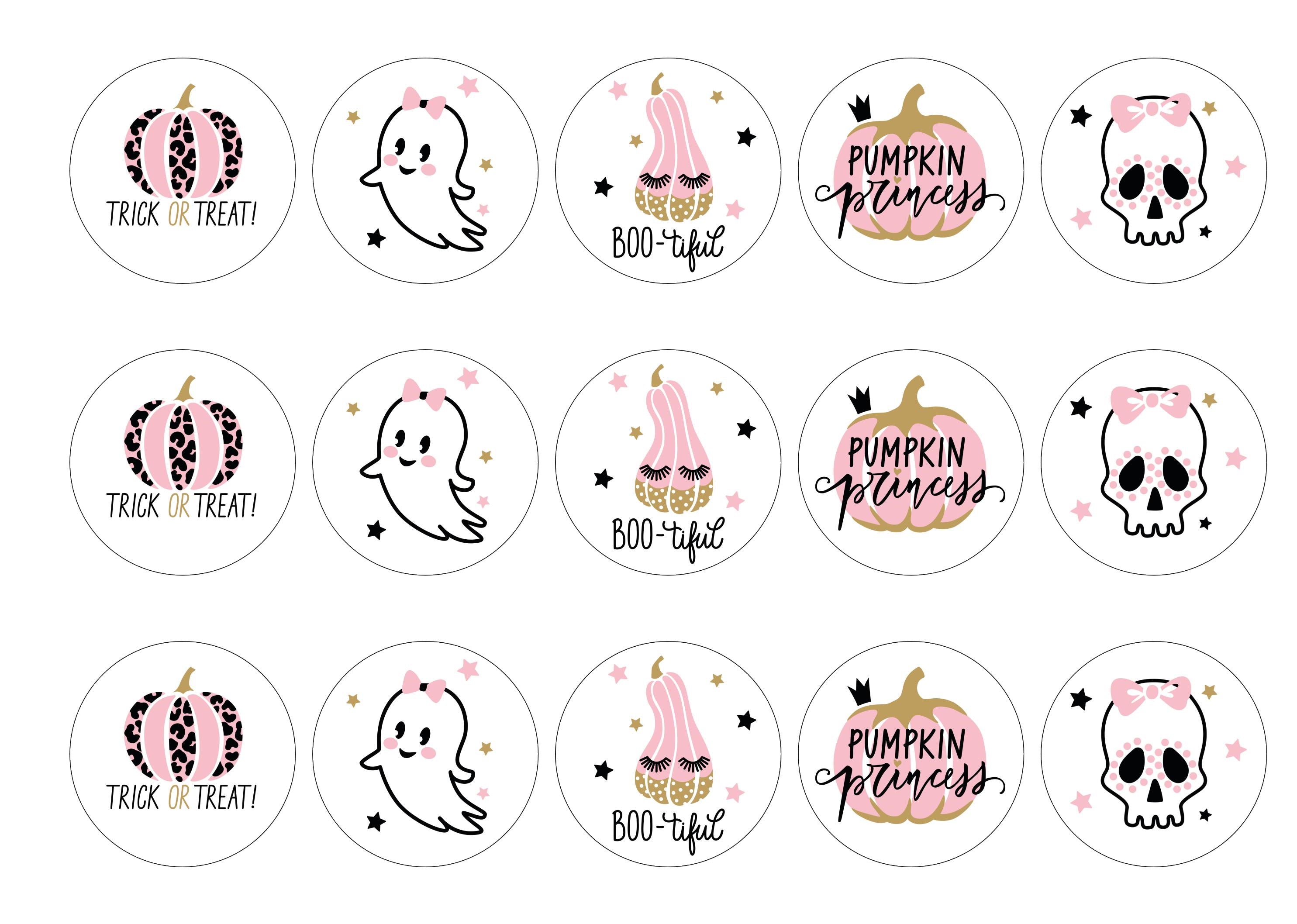 15 pink and girlie Halloween cupcake toppers