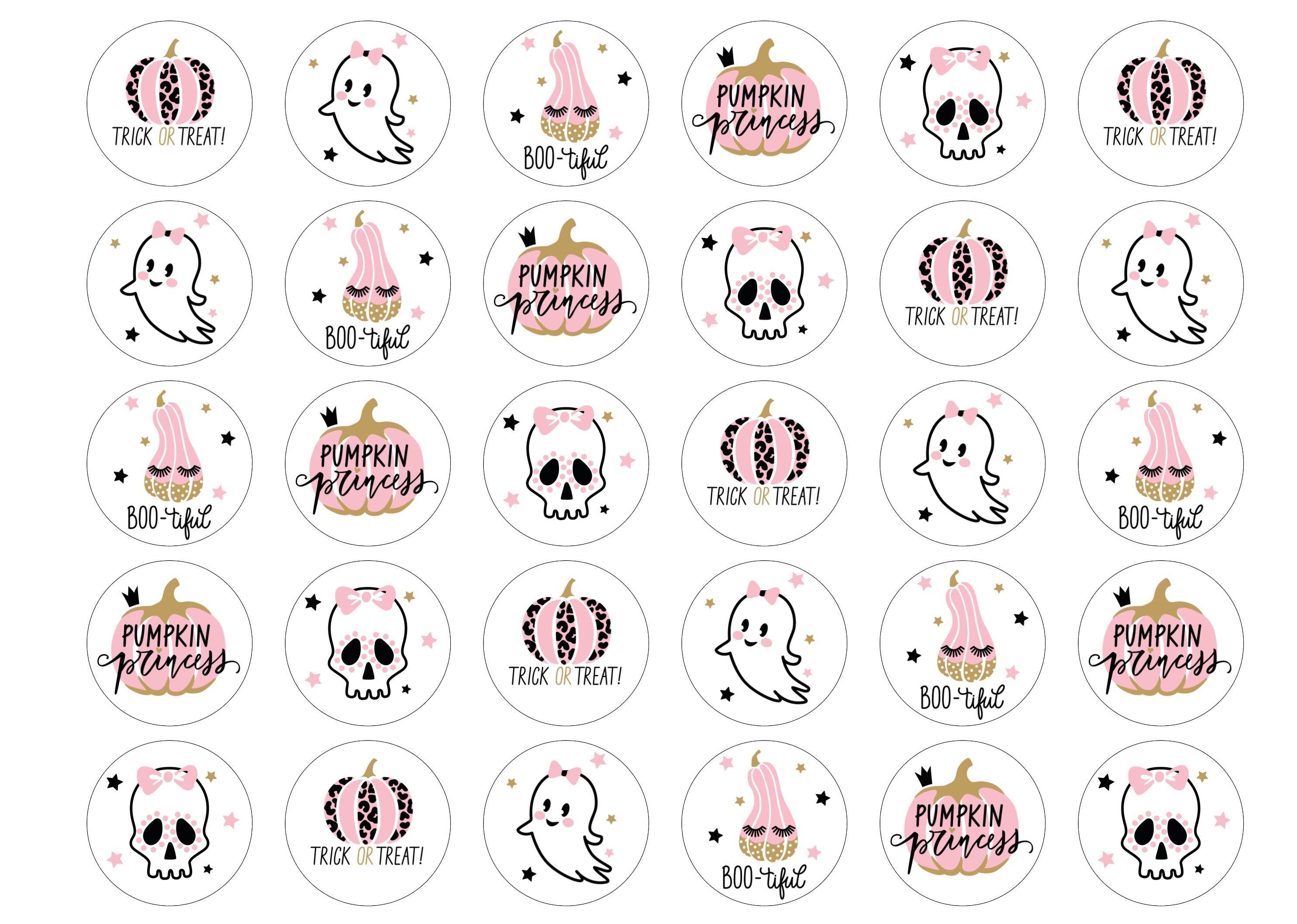 30 pink and girlie Halloween edible toppers