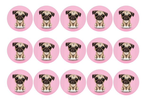 edible-cake-toppers-pink-pug-edibilis for Free Printable Dog Cupcake Toppers Edible cake toppers | Pink Pug | Edibilis for Free Printable Dog Cupcake Toppers