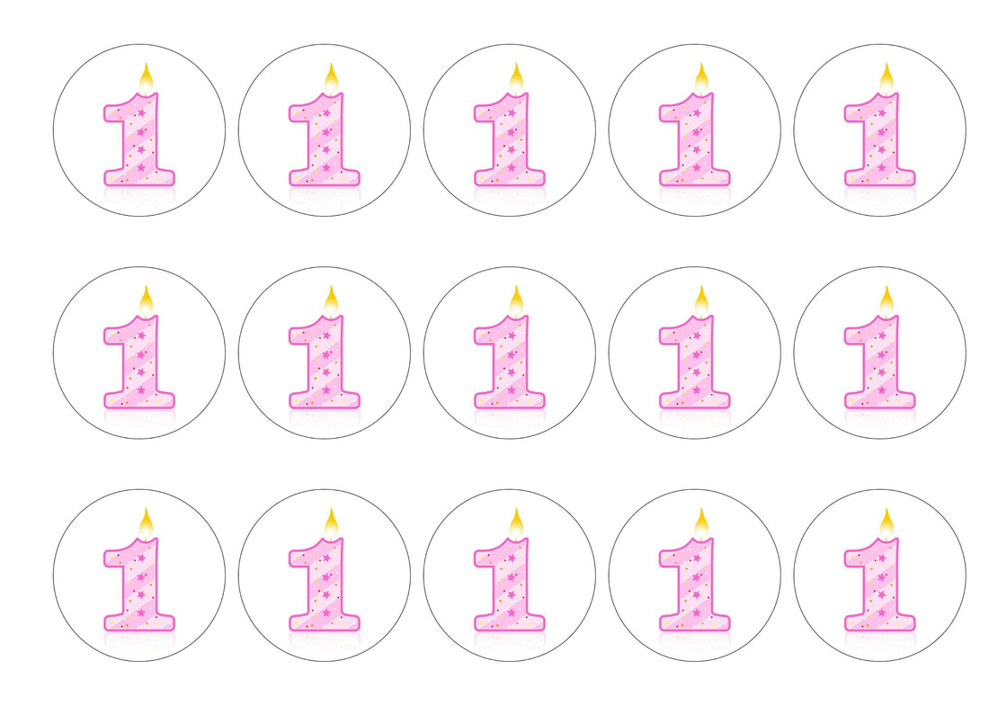 Edible cake toppers | Pink number 1 candle | Edibilis