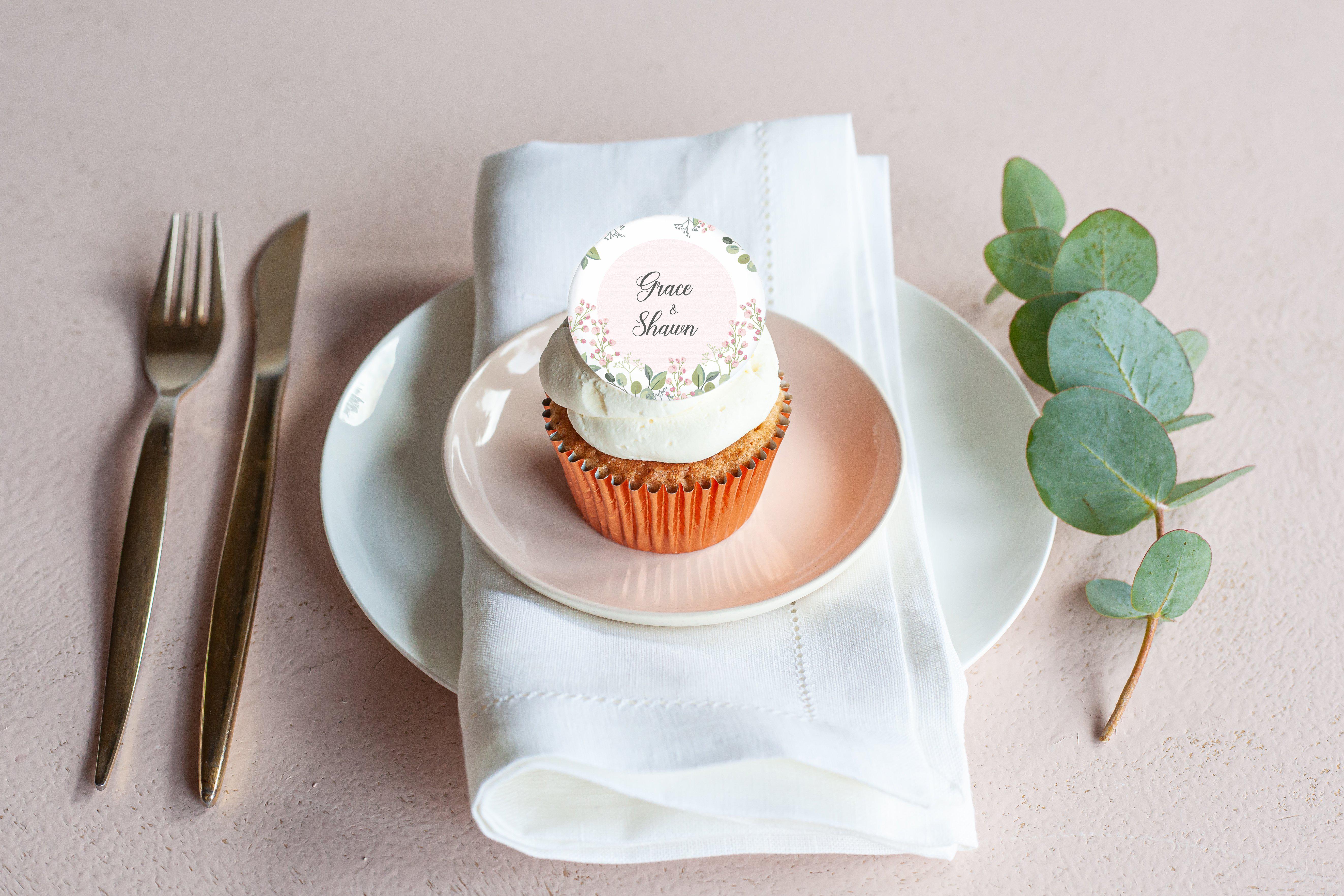 Pink and Green Wedding - Save The Date-Edible cake toppers-Edibilis