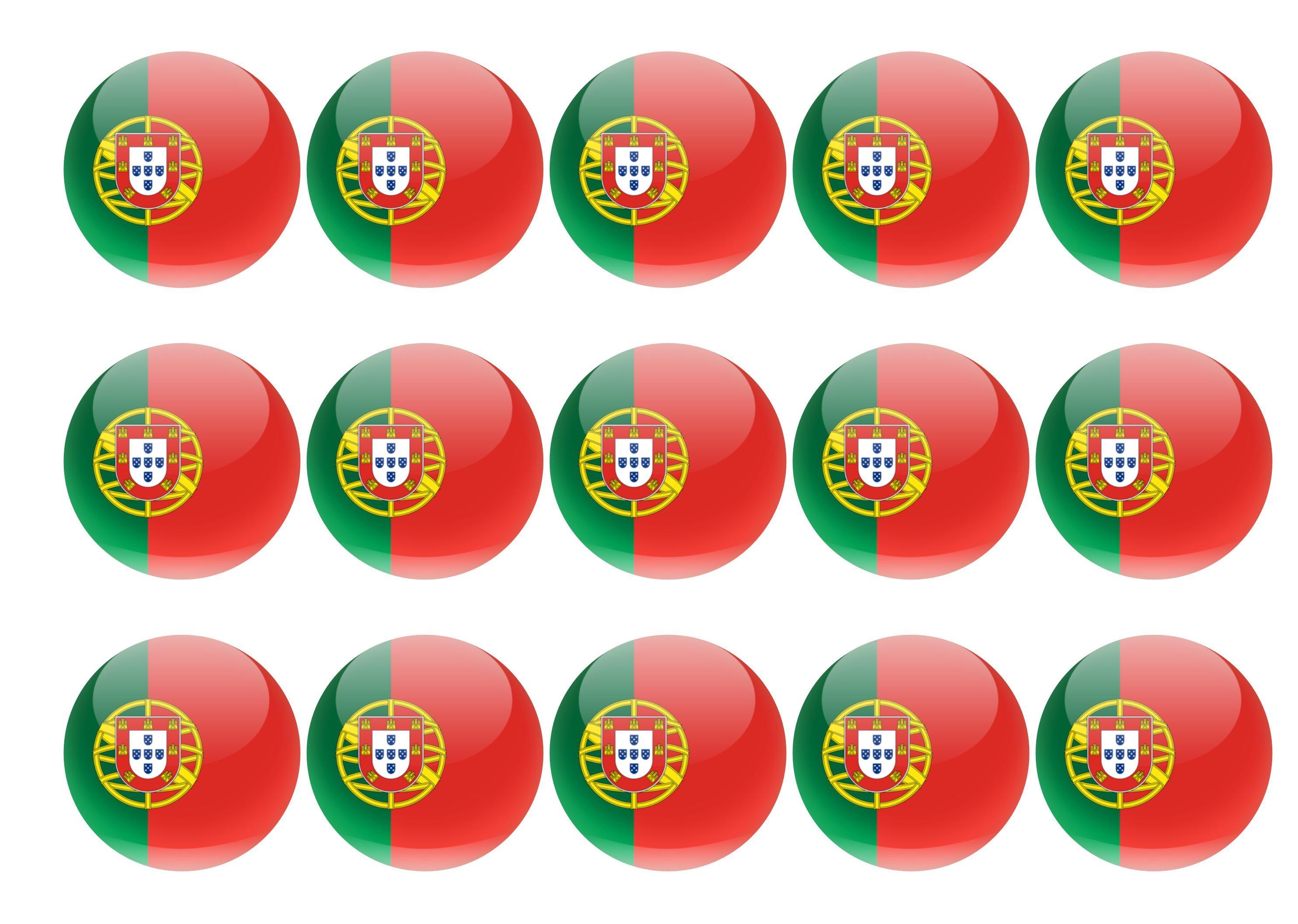 15 printed cupcake toppers with the Portugese Flag perfect for Euros 2021