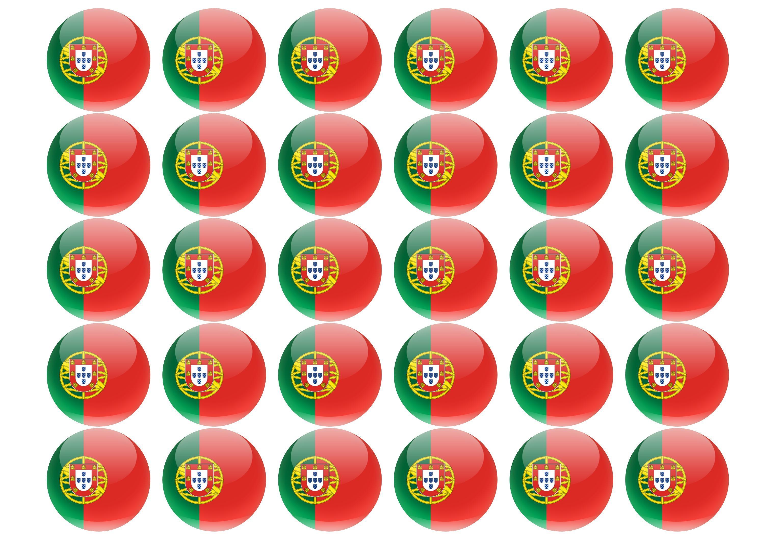 30 edible cupcake toppers with the Portugal Flag perfect for Euros 2021