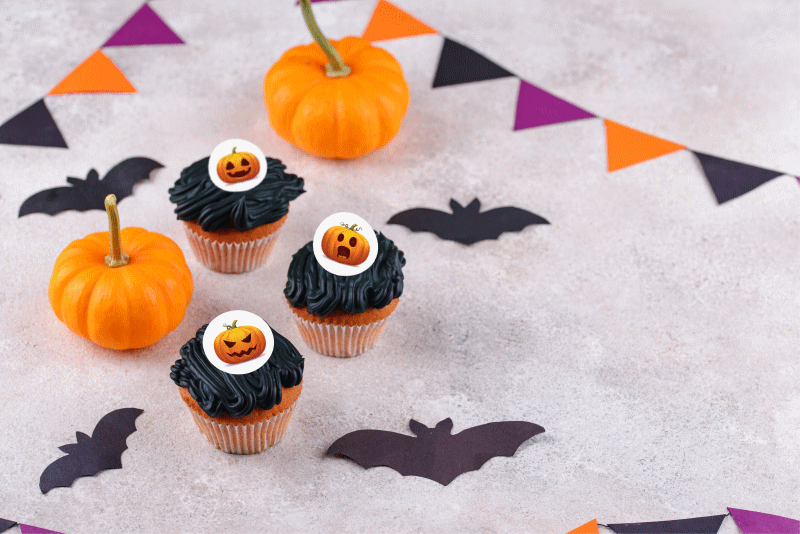 Halloween pumpkin face cupcake toppers