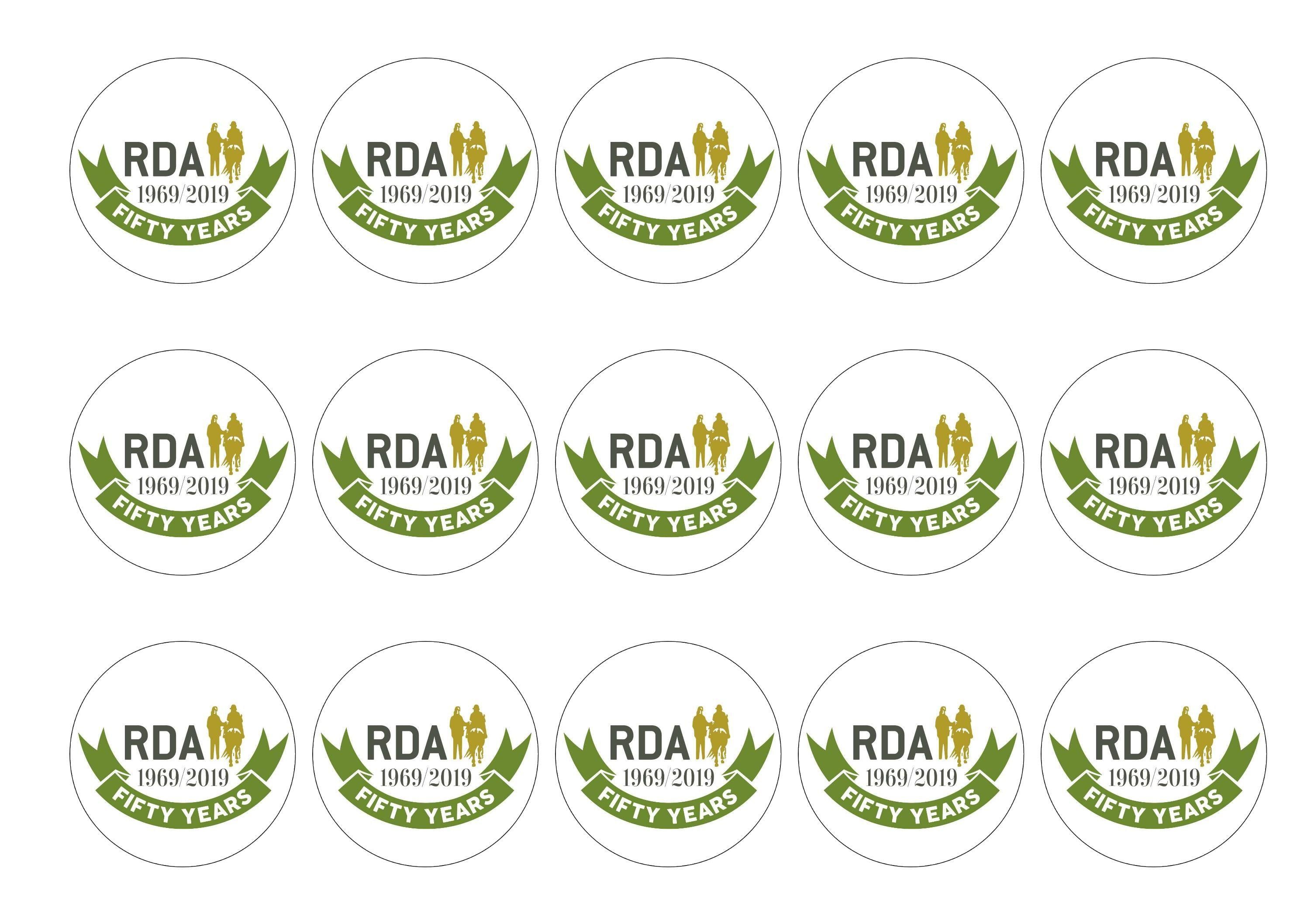 15 printed cupcake toppers supporting RDA