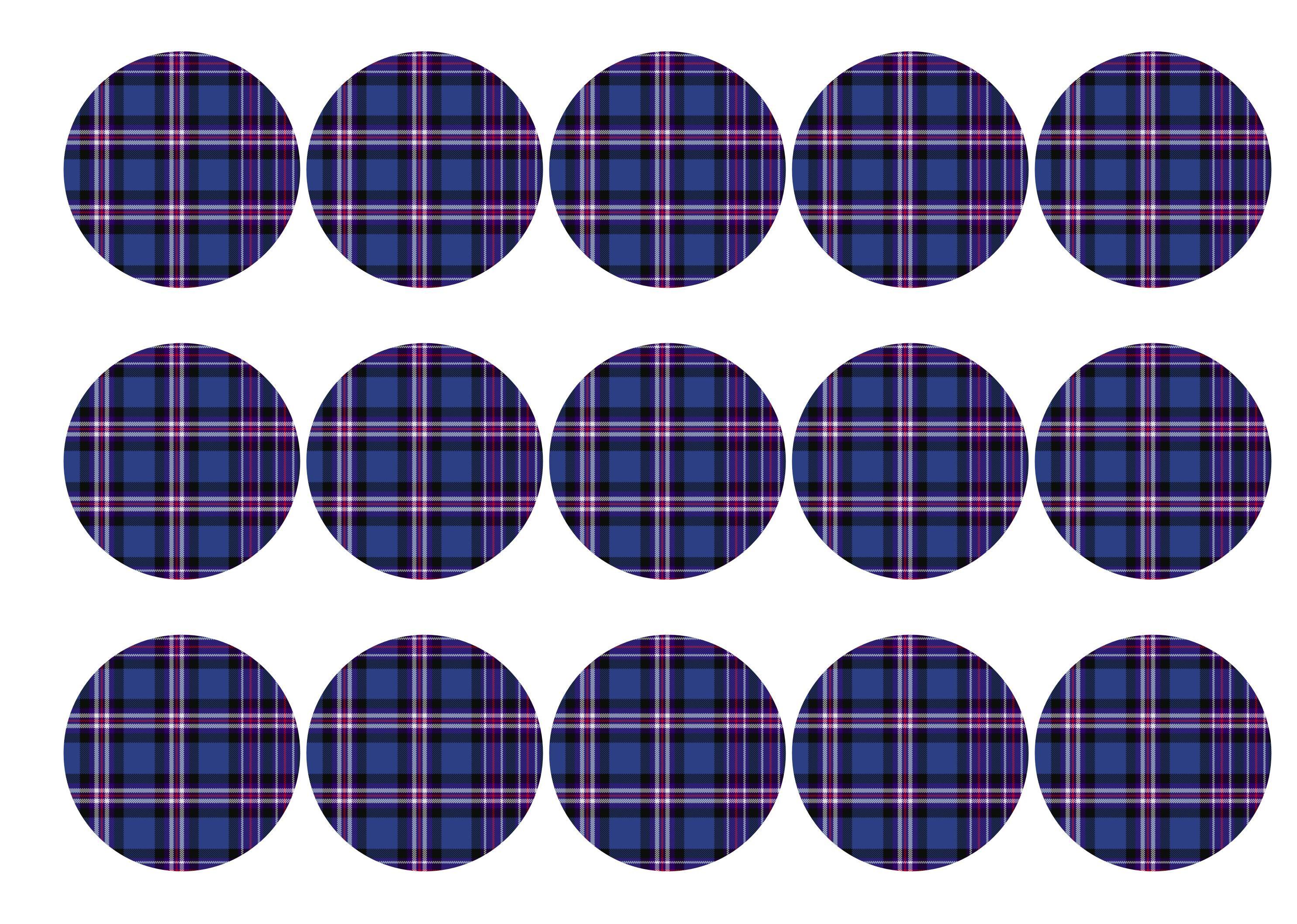 Printed edible cupcake toppers with Rangers tartan