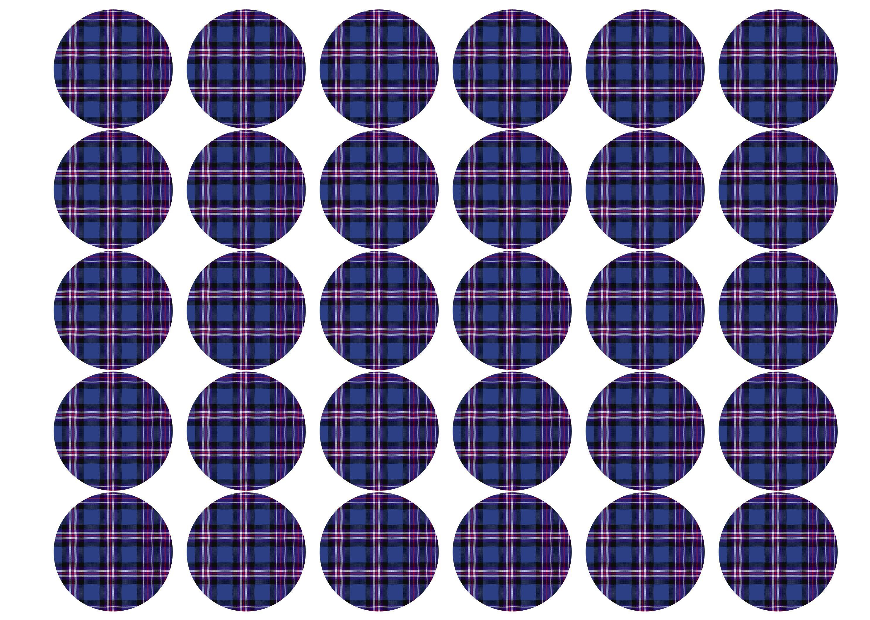 Printed edible cupcake toppers with Rangers tartan