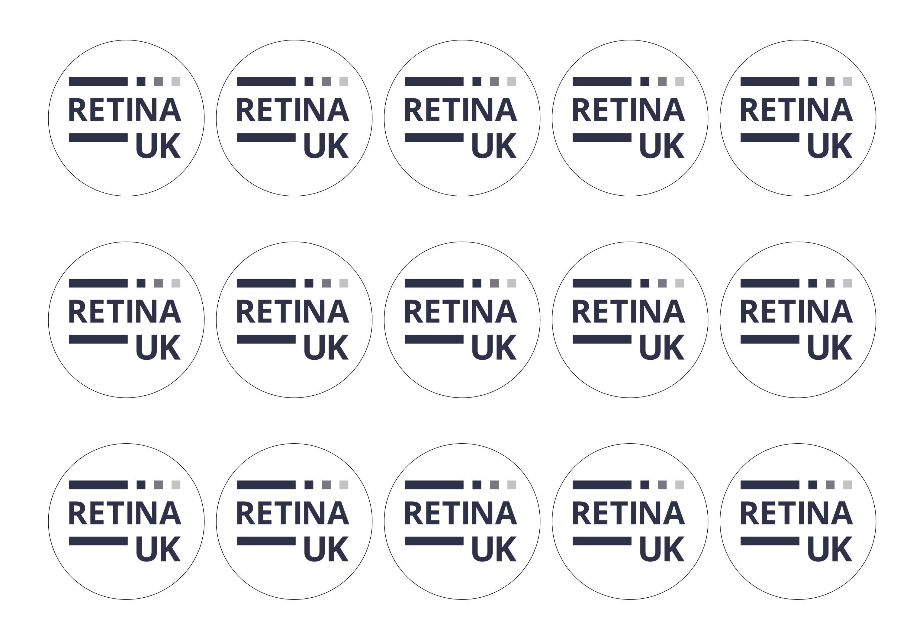 15 printed toppers with the Retina UK logo