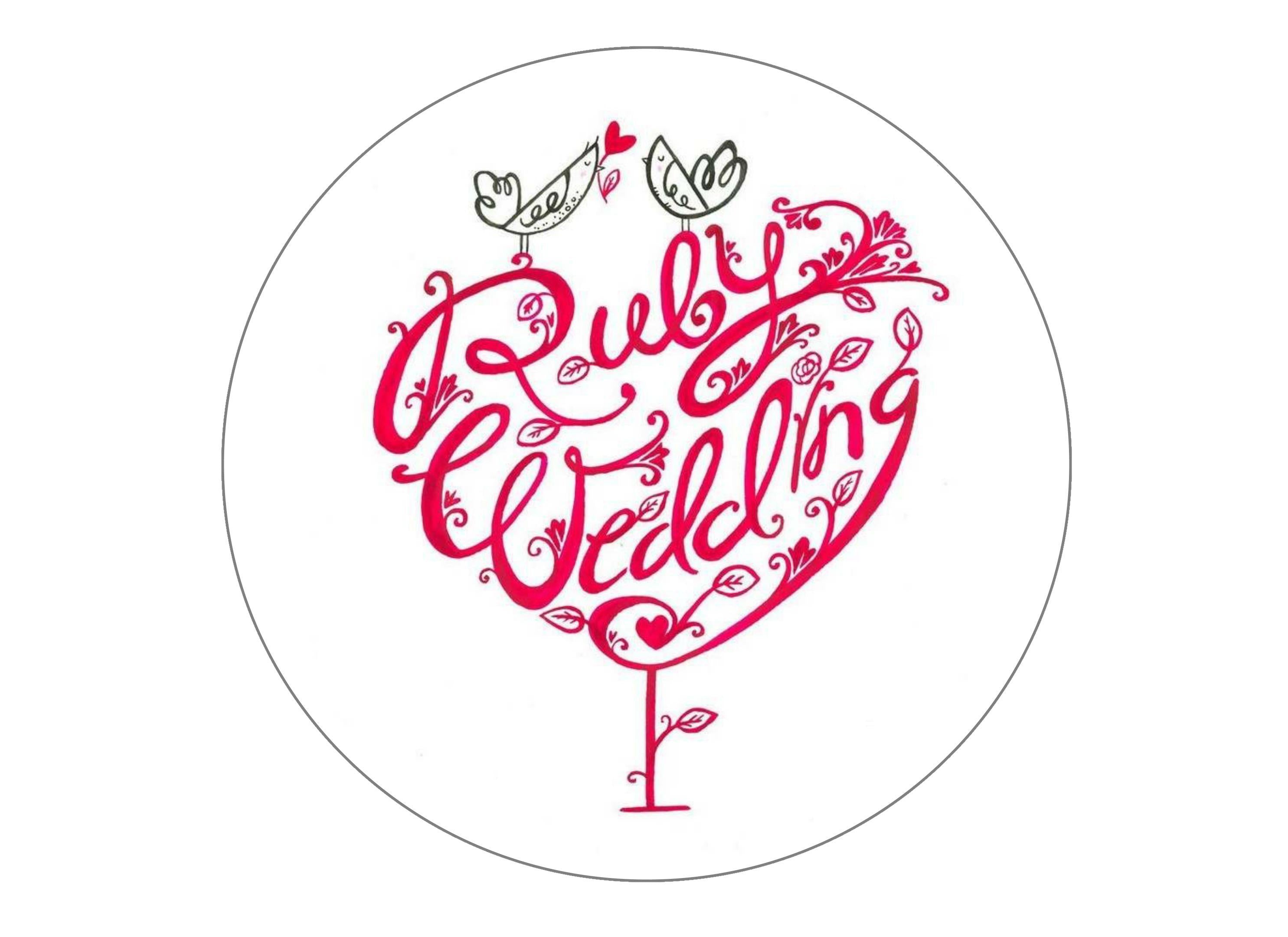 Large 7.5" cake topper for a Ruby Wedding Anniversary