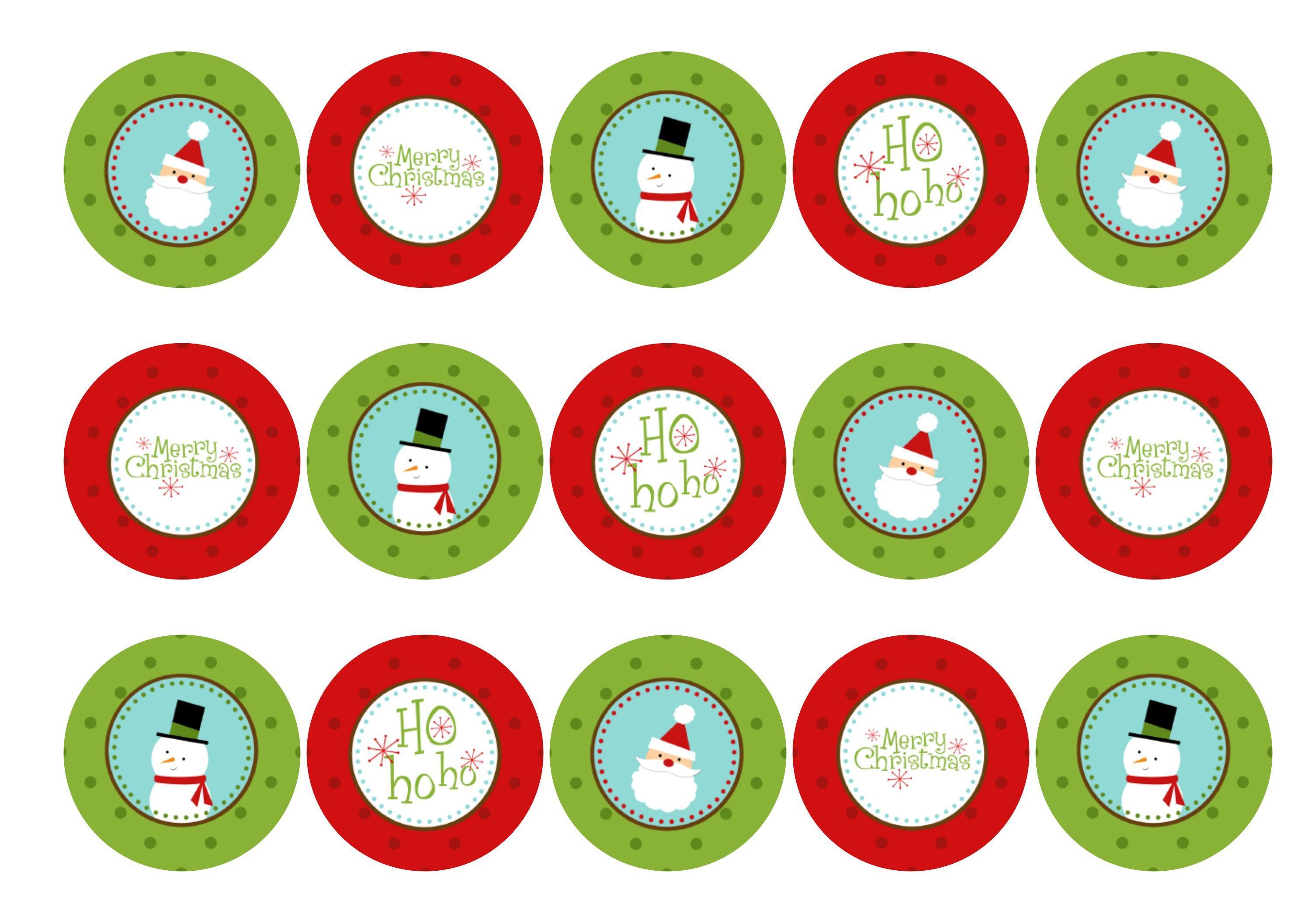 Edible Christmas cupcake toppers and cake toppers with Santa and Snowman images printed on rice paper or icing