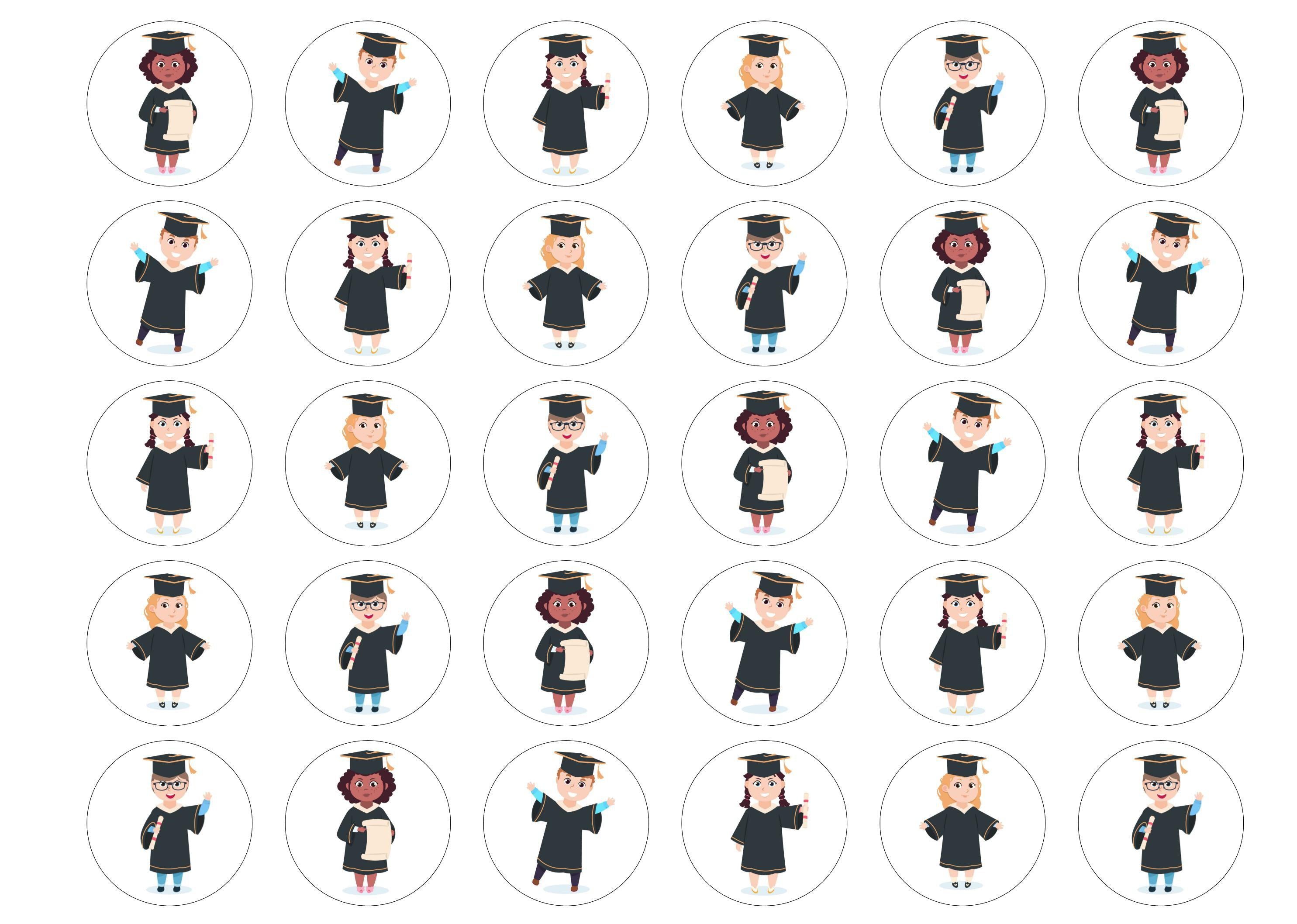 30 edible cupcake toppers with nursery children graduating