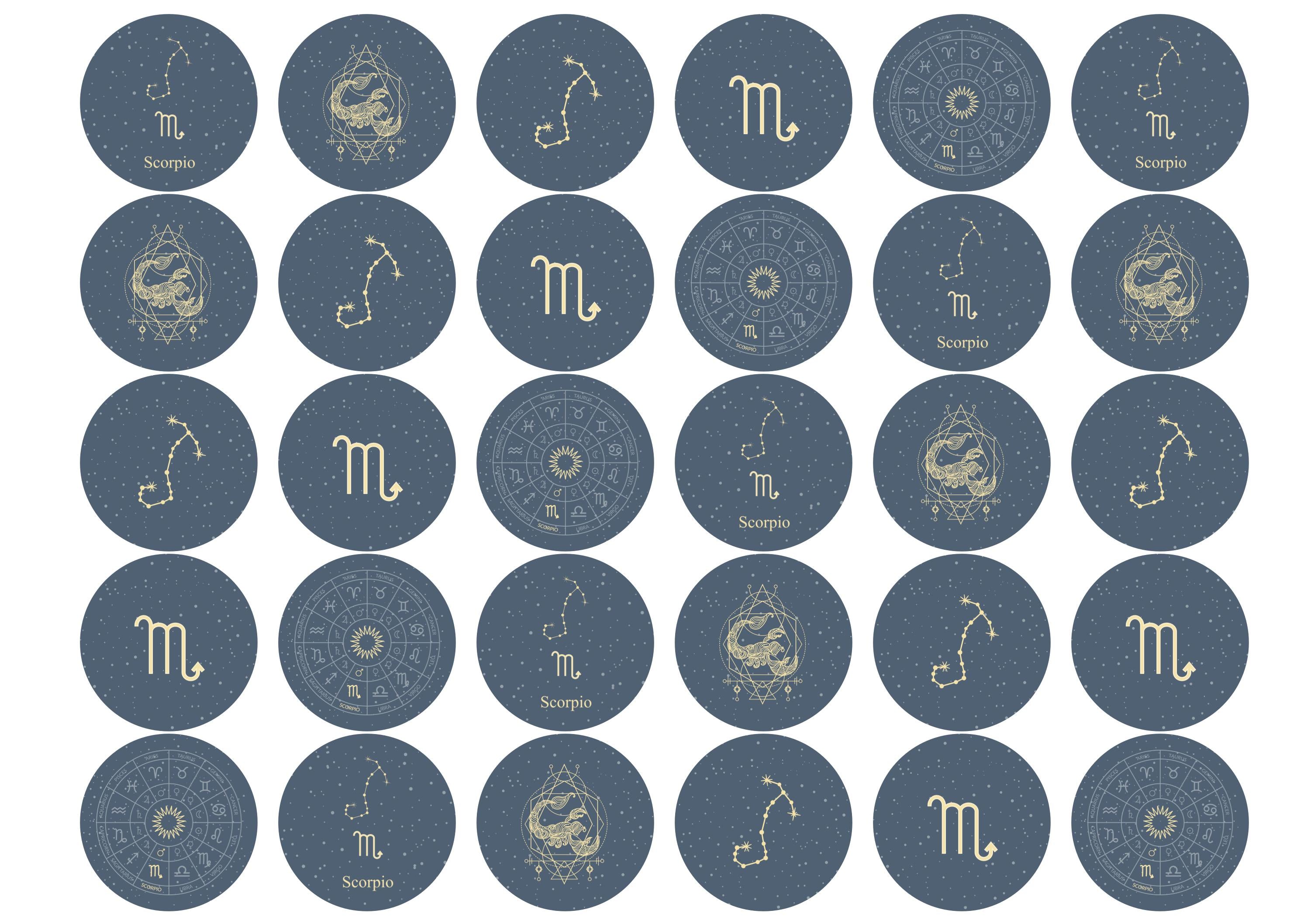 30 edible toppers with Scorpio zodiac star sign design