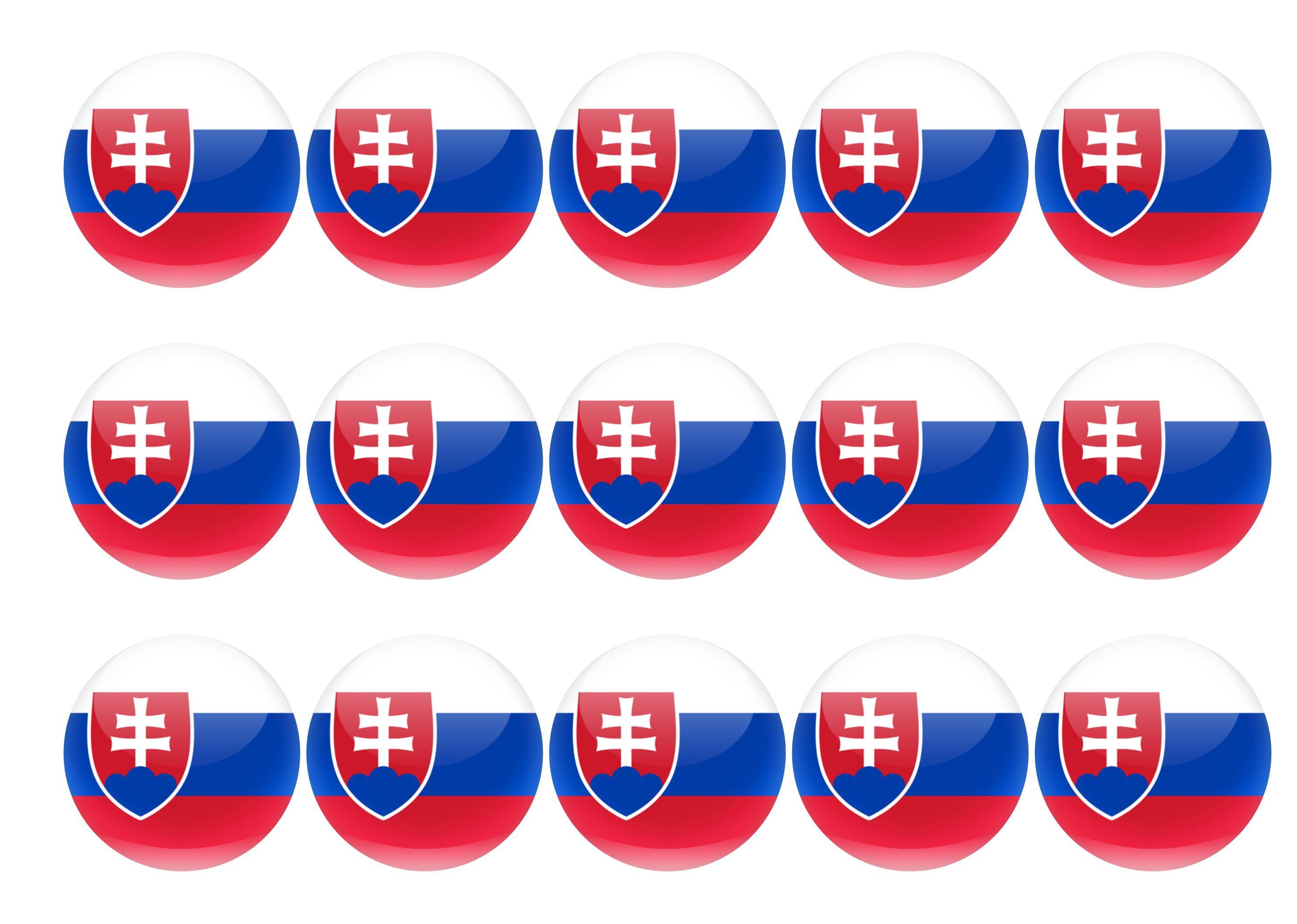 15 printed toppers with the Slovakian flag
