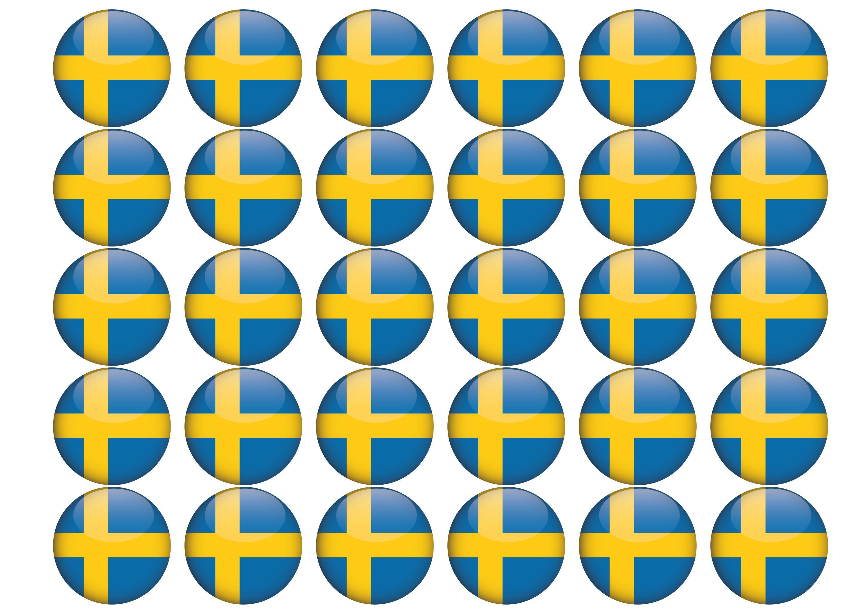 30 edible toppers with the swedish flag