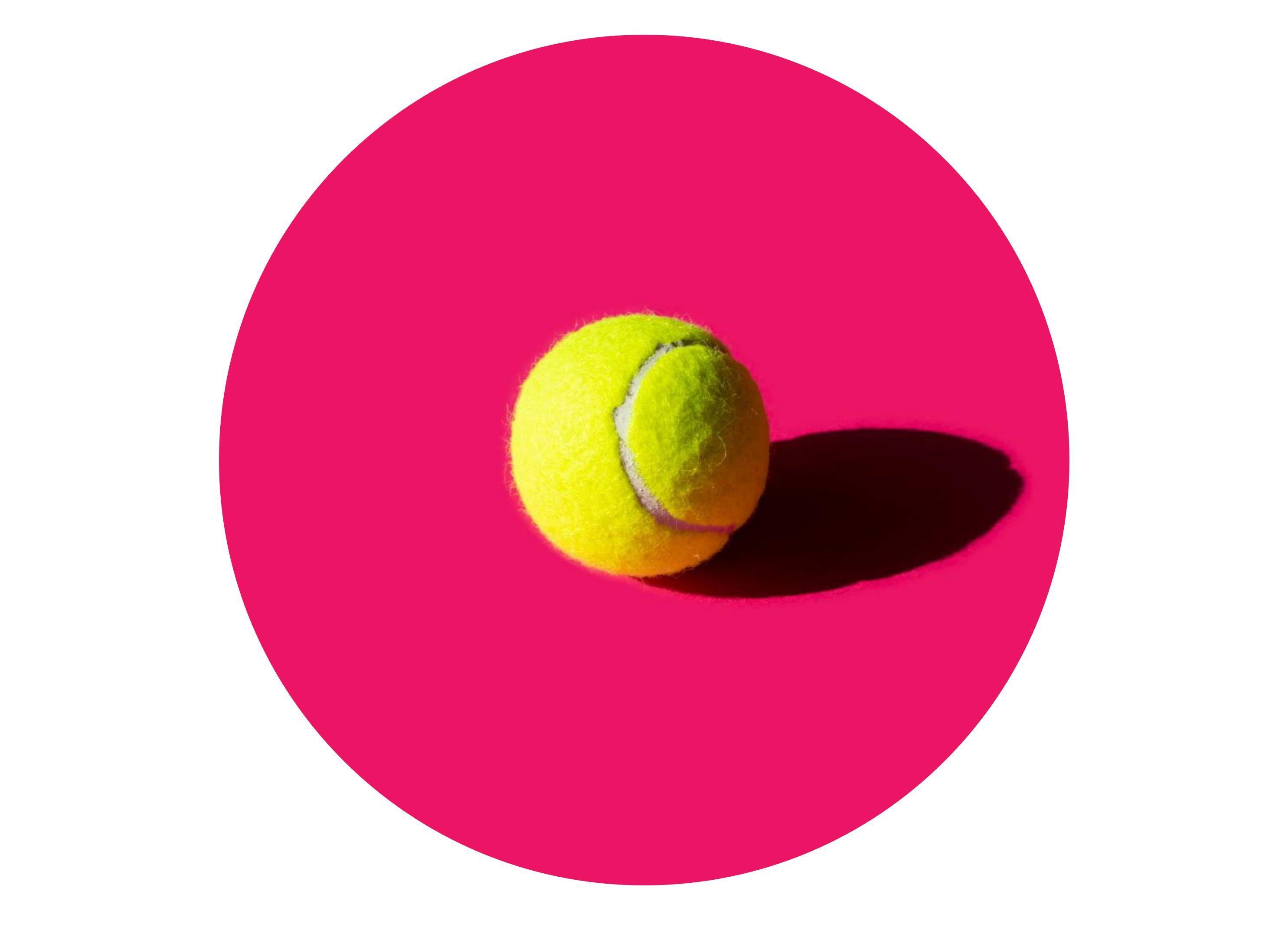 Large round cake topper with a tennis ball image