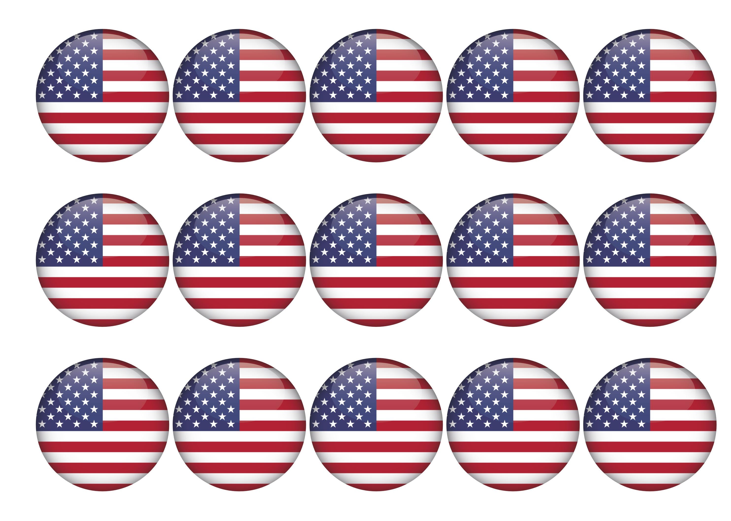 15 cupcake toppers with the USA Flag