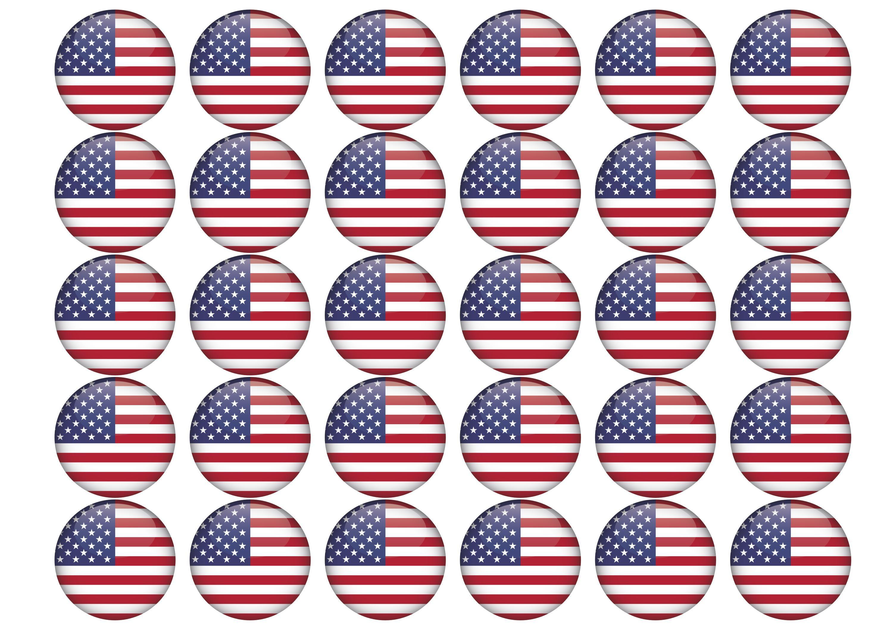 30 edible toppers with the USA Flag